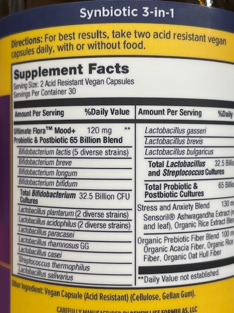 Renew Life Ultimate Flora Probiotics Daily Mood Support 65 Billion CFU Delayed Release Vegan Capsules with Ashwagandha | Digestive Health | Immune Health | Dairy Free | 60 Count customer photo 2