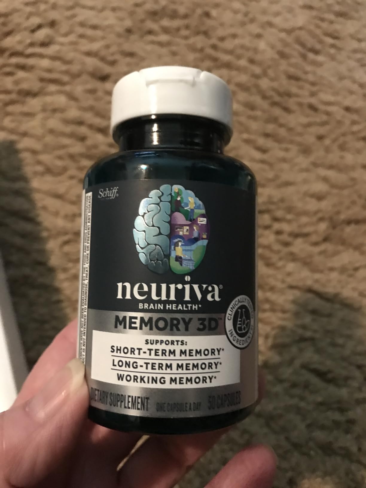 NEURIVA Memory 3D Brain Supplements for Memory and Focus, Vitamin B12 & B6, Folic Acid, 50 Count Capsules customer photo 2