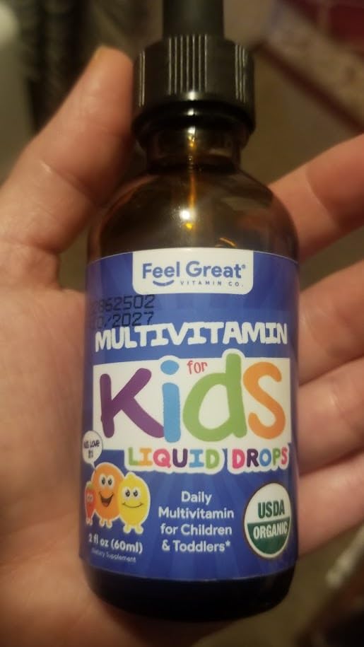 Feel Great Vitamins Organic Multivitamin Liquid Drops for Toddlers & Kids | Daily Essential Nutrients for Healthy Growth | No Iron, Sugar-Free | USDA Organic, Vegan, Non-GMO, Gluten-Free | 2 Fl Oz customer photo 1