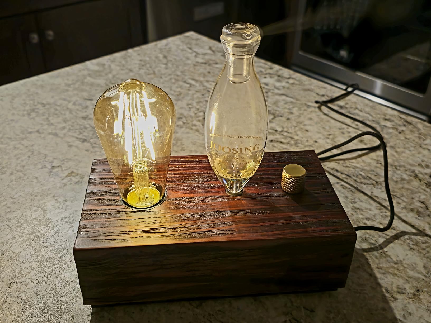 Glass Essential Oil Diffuser with Natural Wood Base, Waterless Aromatherapy Diffusers with Bulb, 3 Color Light Aroma Nebulizer for Home Office Bedroom Yoga | A Gift of Fragrance customer photo 1