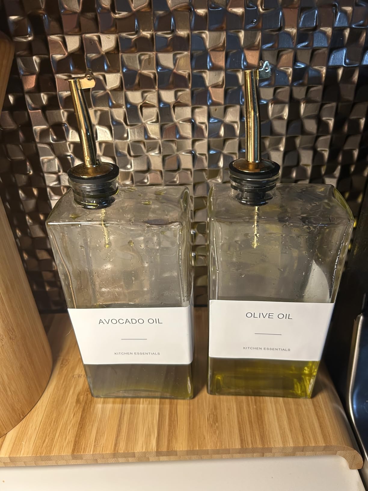 Olive Oil Dispenser Bottle for Kitchen - 11.8oz Dark Glass UV Protection, Oil and Vinegar Dispenser Set, Drip-Free Pourer, Kitchen Essential, 11.8oz, Set of 2 customer photo 2