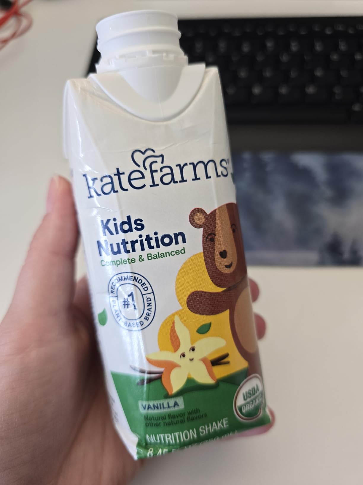 KATE FARMS Organic Kids Nutrition Vanilla Shake, 8g Protein, 27 Vitamins and Minerals, Meal Replacement, Gluten Free, Non-GMO, 8.45 oz (12 Pack) customer photo 2