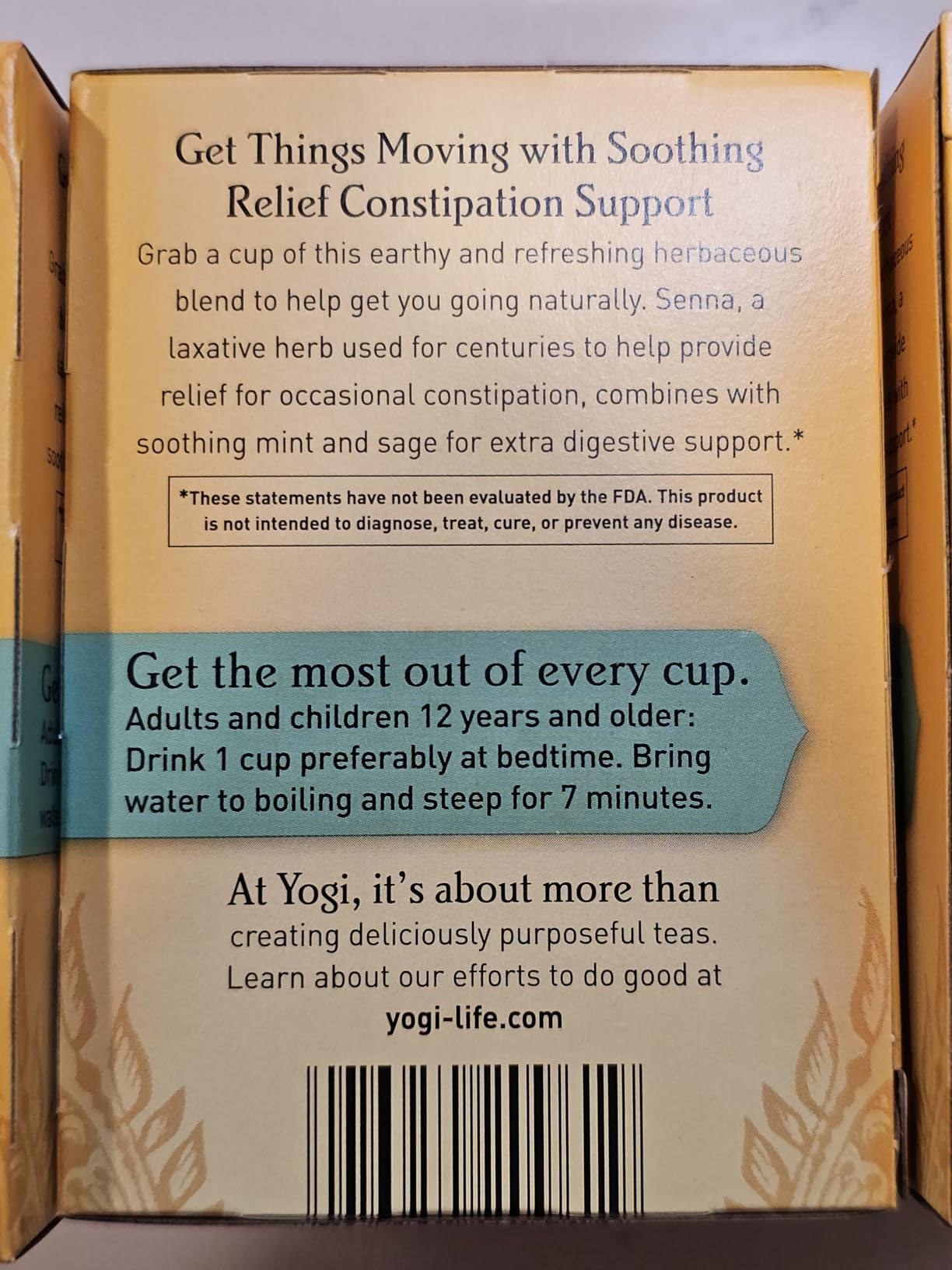 Yogi Tea Soothing Relief Constipation Support - Tea with Organic Senna Leaf - Gently Aids Constipation Overnight - Laxative Tea Blended With Peppermint & Sage - 16 Tea Bags Per Pack (4 Packs) customer photo 2
