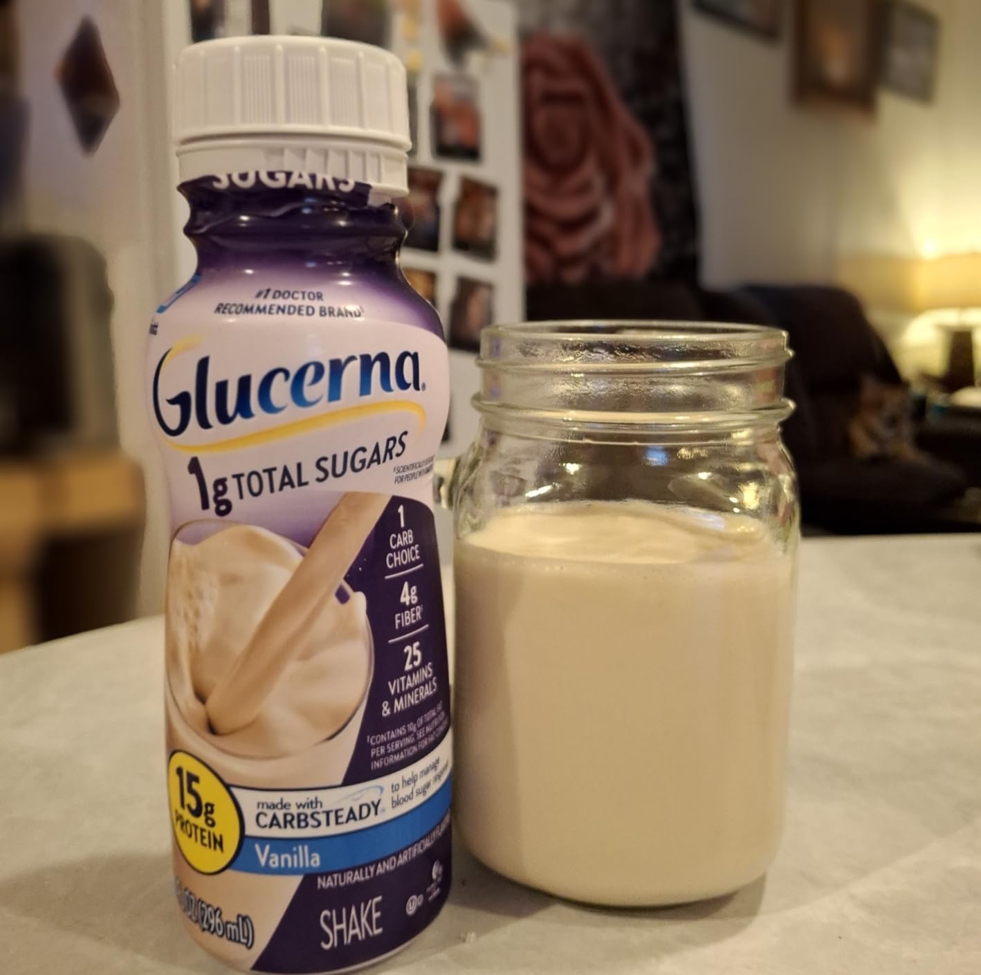 Glucerna 1g Total Sugars, Vanilla Diabetes Care Shake, Diabetic Drink to Support Blood Sugar Management, 15g Protein, 180 Calories, Ready to Drink, 10-fl-oz Bottle, 16 Pack customer photo 1