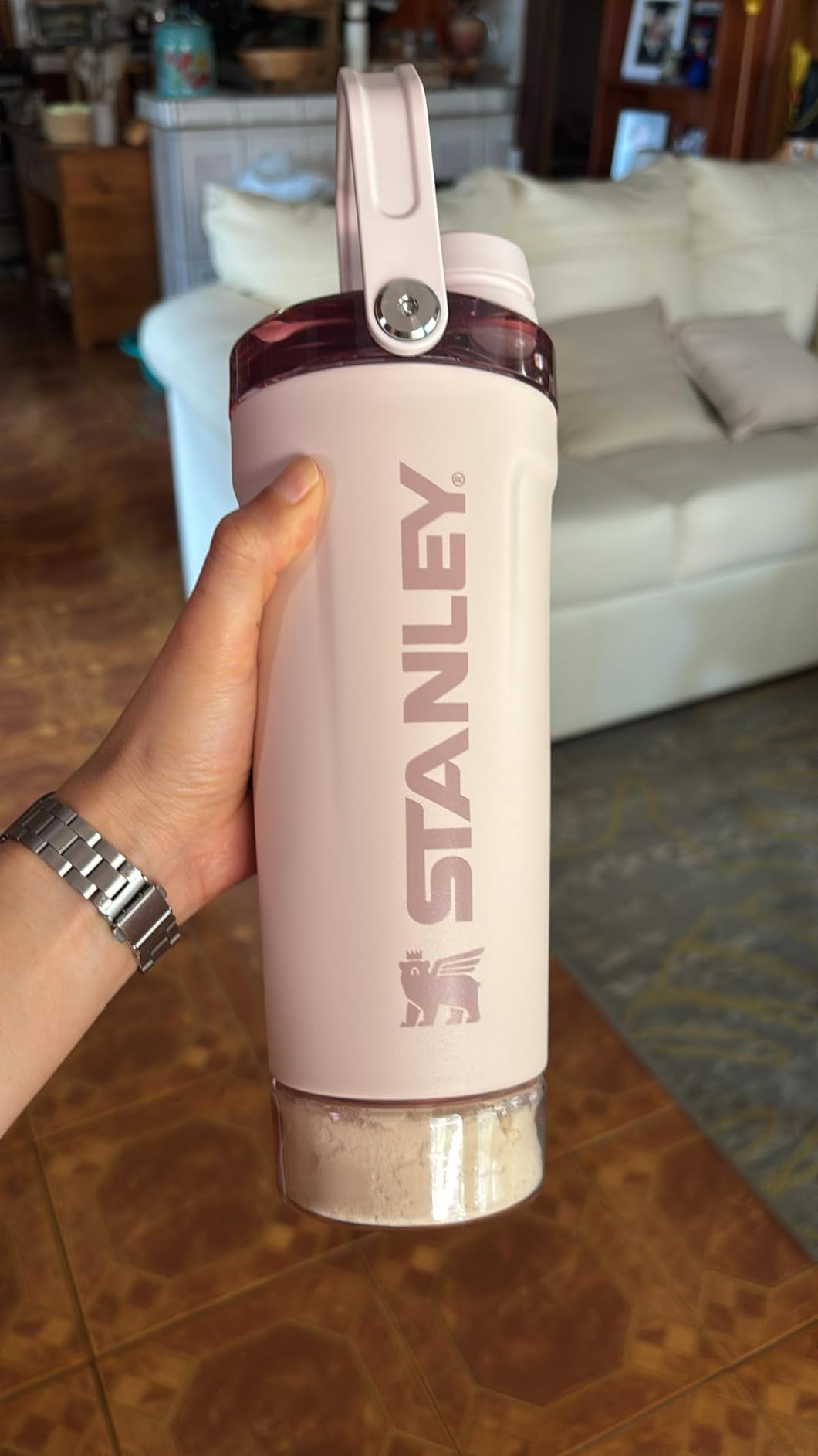 STANLEY Vitalize Shaker Bottle 20 oz | Leakproof Insulated Stainless Steel Shaker Cup | Base Storage and Twist On Fast Flow Lid | Protein Shakes and Pre Workout Powder | BPA-Free | Chalk customer photo 2