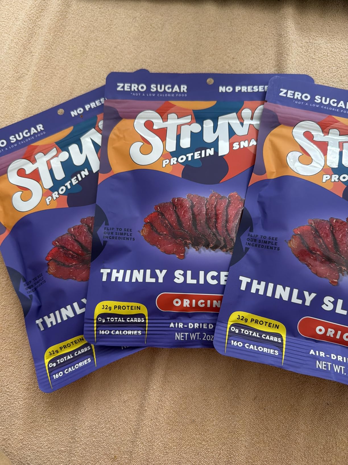 Stryve Protein Snacks - Better Than Jerky Steak Snacks. Protein Rich, Beef Biltong | 32g Protein, Sugar Free, Carbs Free, Gluten Free, Dairy Free, Keto & Paleo Friendly | Original, Pack Of 4 customer photo 1