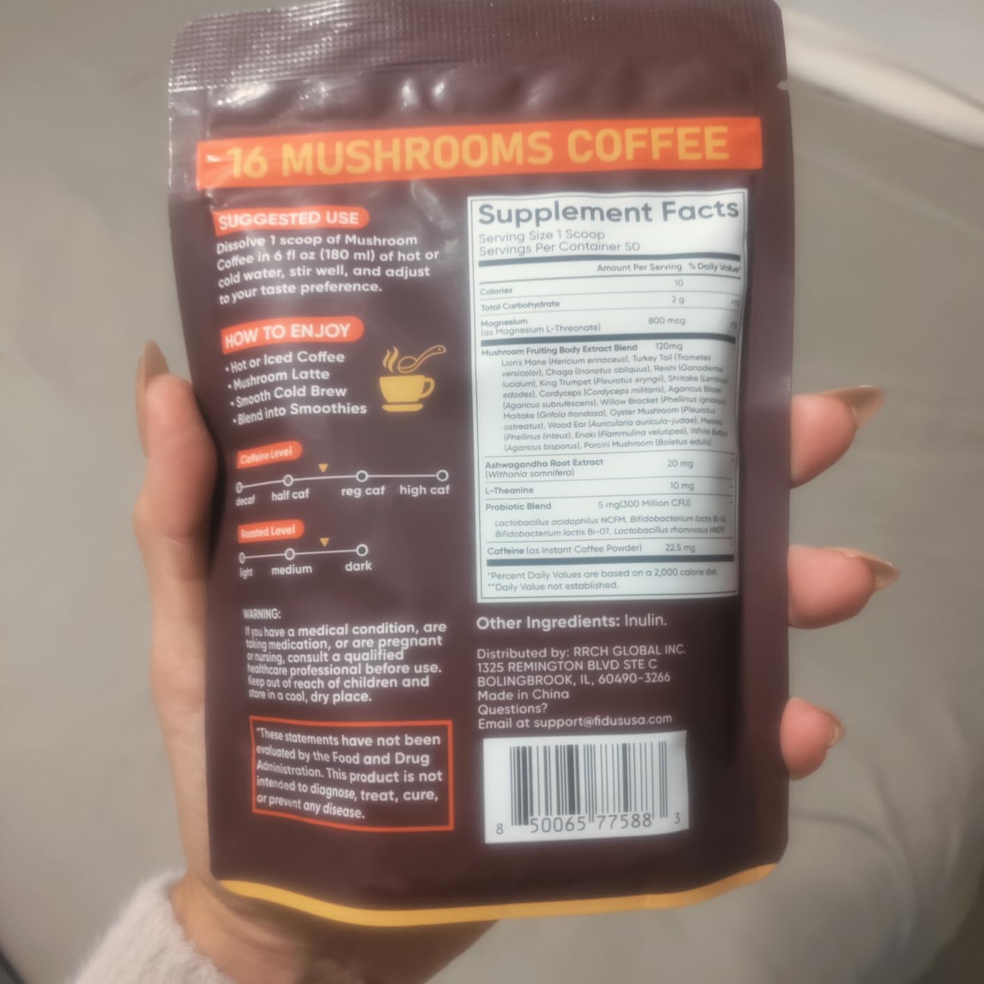 Fidus 16 in 1 Mushroom Coffee with 8000mg Adaptogenic Mushrooms with Ashwagandha, Probiotic, Magnesium and Lion's Mane Instant Mushroom Coffee for Focus, Energy, Immunity & Digestion, 40 Servings customer photo 2