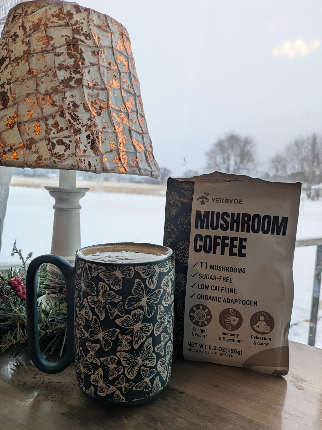 Mushroom Coffee, 11 Superfood Mushrooms includes Lion's Mane, Reishi, Chaga & Ashwagandha, Instant Mushroom Coffee Organic for Energy, Memory, Digestion & Detox, Low Caffeine & Sugar Free, 5.3oz customer photo 1