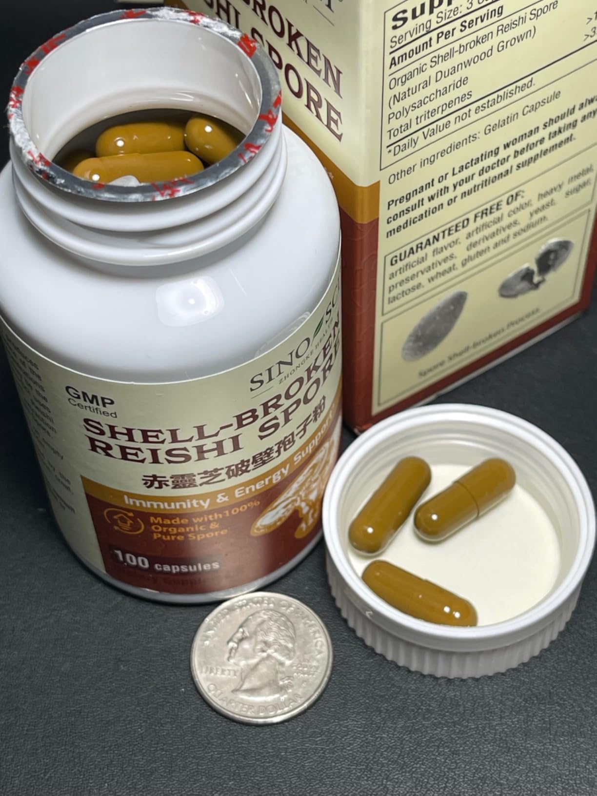 Shell-Broken Reishi Mushroom Spore Supplement, Support Immune, Liver Health & Energy Booster, 100 Caps (1 Bottle) customer photo 1
