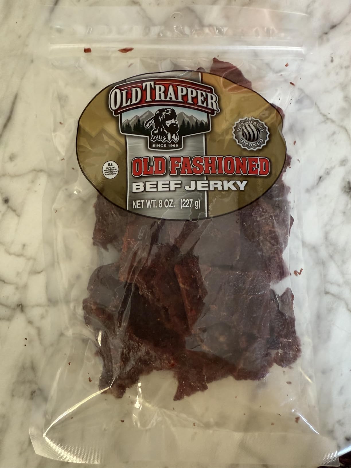 Old Trapper Beef Jerky, Old-Fashioned 8 Ounce Bag, Tender Meat Snacks for Lunches or Between Meals, 11 Grams of Protein, Zero Grams of Fat, and 70 Calories per Serving (Pack of One) customer photo 2