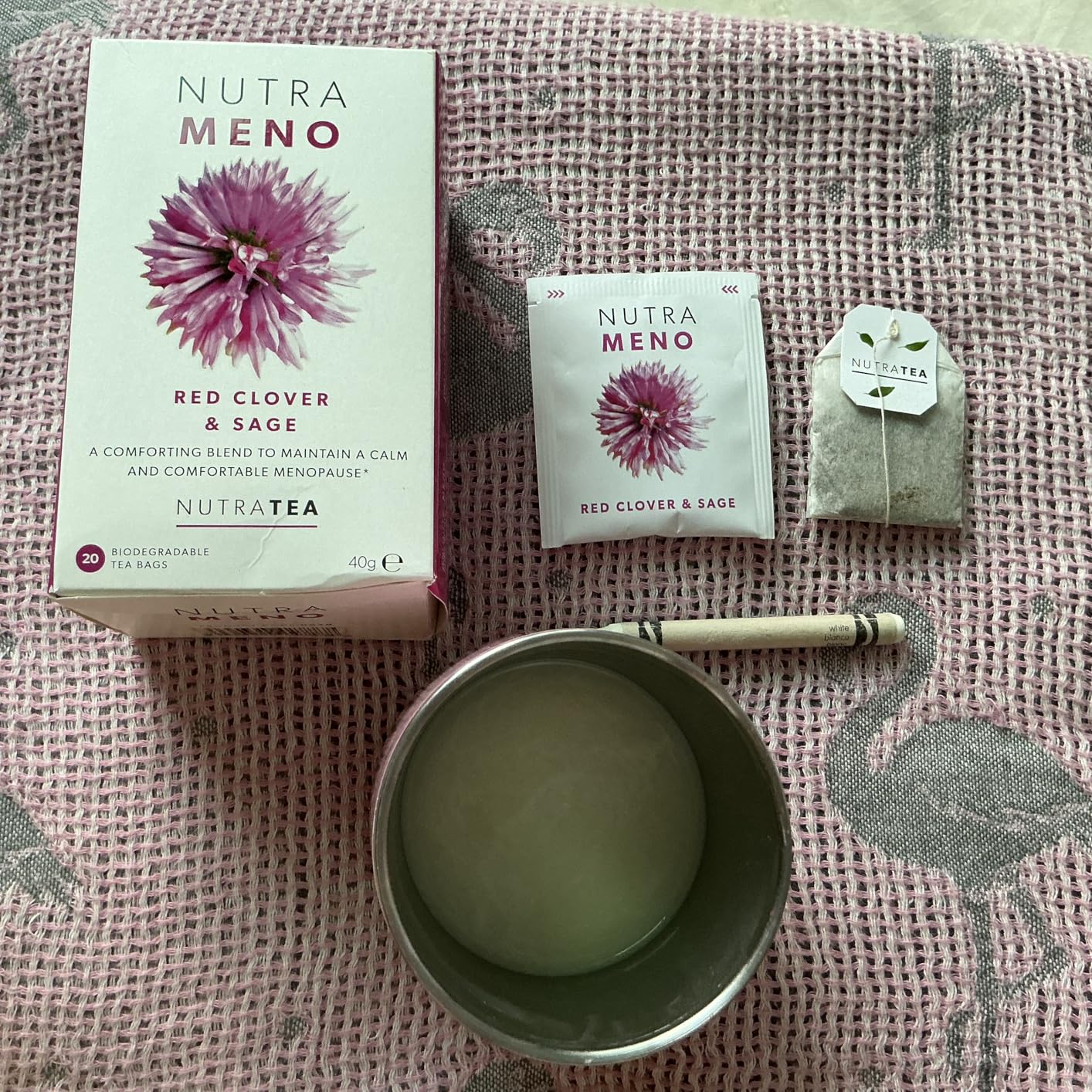 Nutra Tea NutraMeno - Menopause Tea, Red Clover Tea - Perimenopause & Menopause Relief For Women - Includes Red Clover, Sage & Rose - 20 Individually Wrapped Bags customer photo 1