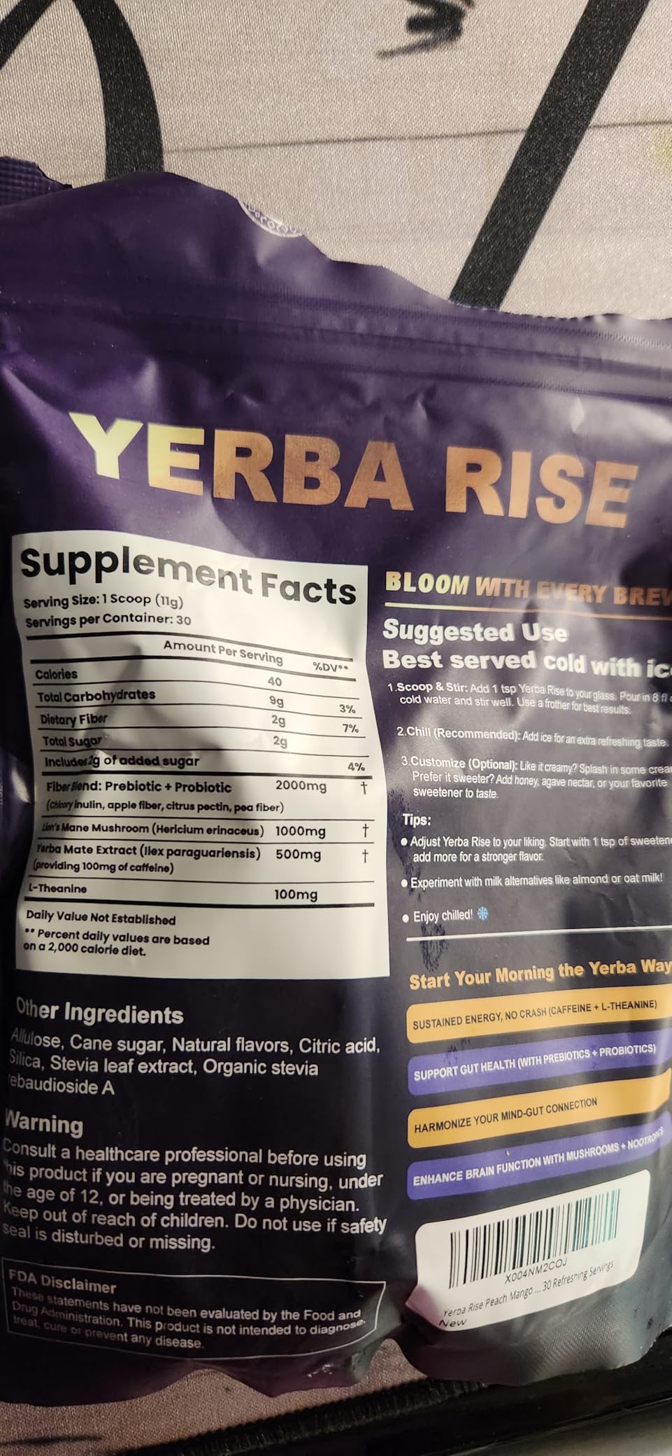 Yerba Mate Peach Mango Energy Tea Powder - Clean Plant-Based Focus Drink with Probiotics & Adaptogens - Low Sugar, No Crash, Smooth Taste - 30 Refreshing Servings customer photo 2
