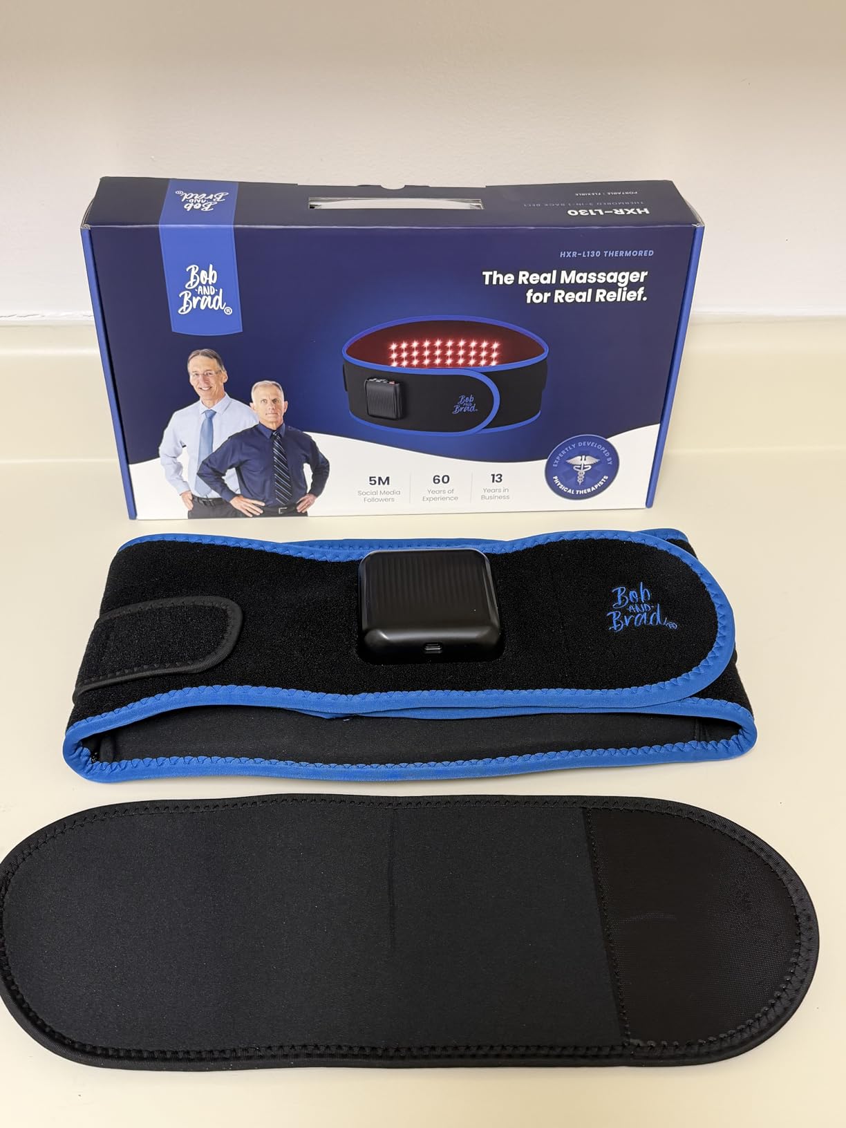 BOB AND BRAD ThermoRed Heating Pad Belt Massager for Lower Back Red Light | FSA Cordless Wearable Near Infrared Heat & Red Light Lumbar Back Wrap with Adjustable Vibration HSA Eligible, Gift for Family customer photo 1