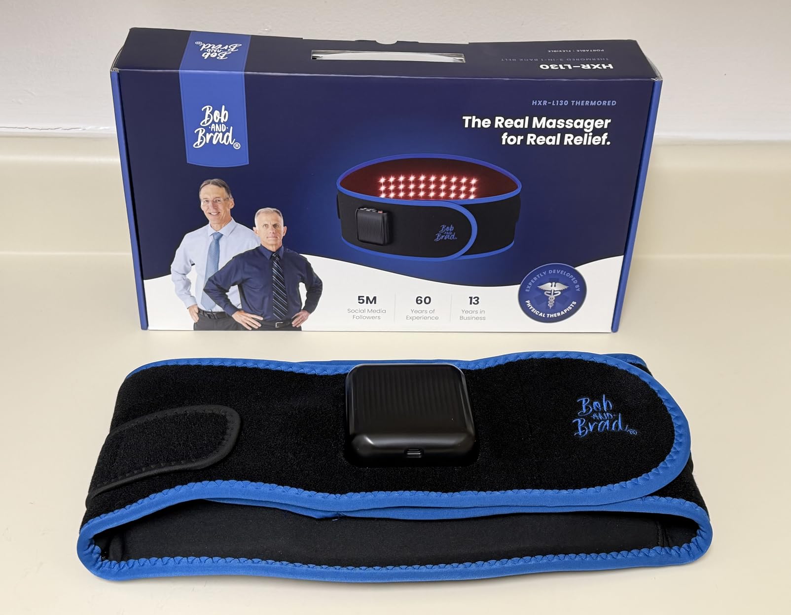 BOB AND BRAD ThermoRed Heating Pad Belt Massager for Lower Back Red Light | FSA Cordless Wearable Near Infrared Heat & Red Light Lumbar Back Wrap with Adjustable Vibration HSA Eligible, Gift for Family customer photo 2
