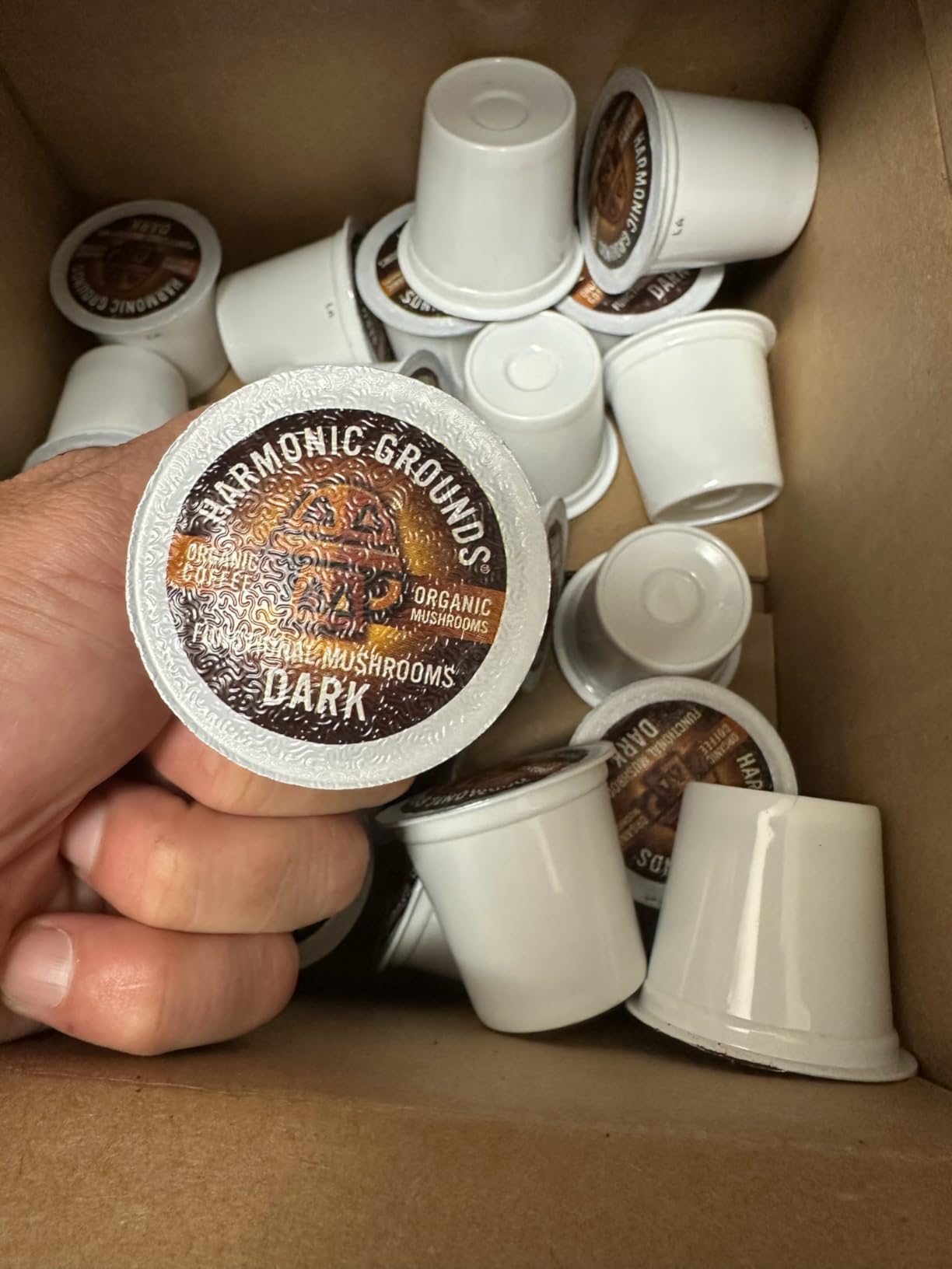 Harmonic Grounds Organic Mushroom Coffee Pods - Dark Roast Coffee with Lion's Mane, Reishi, Chaga, Cordyceps & Turkey Tail - Compatible with Keurig K-Cup Brewers - 34 Count customer photo 1