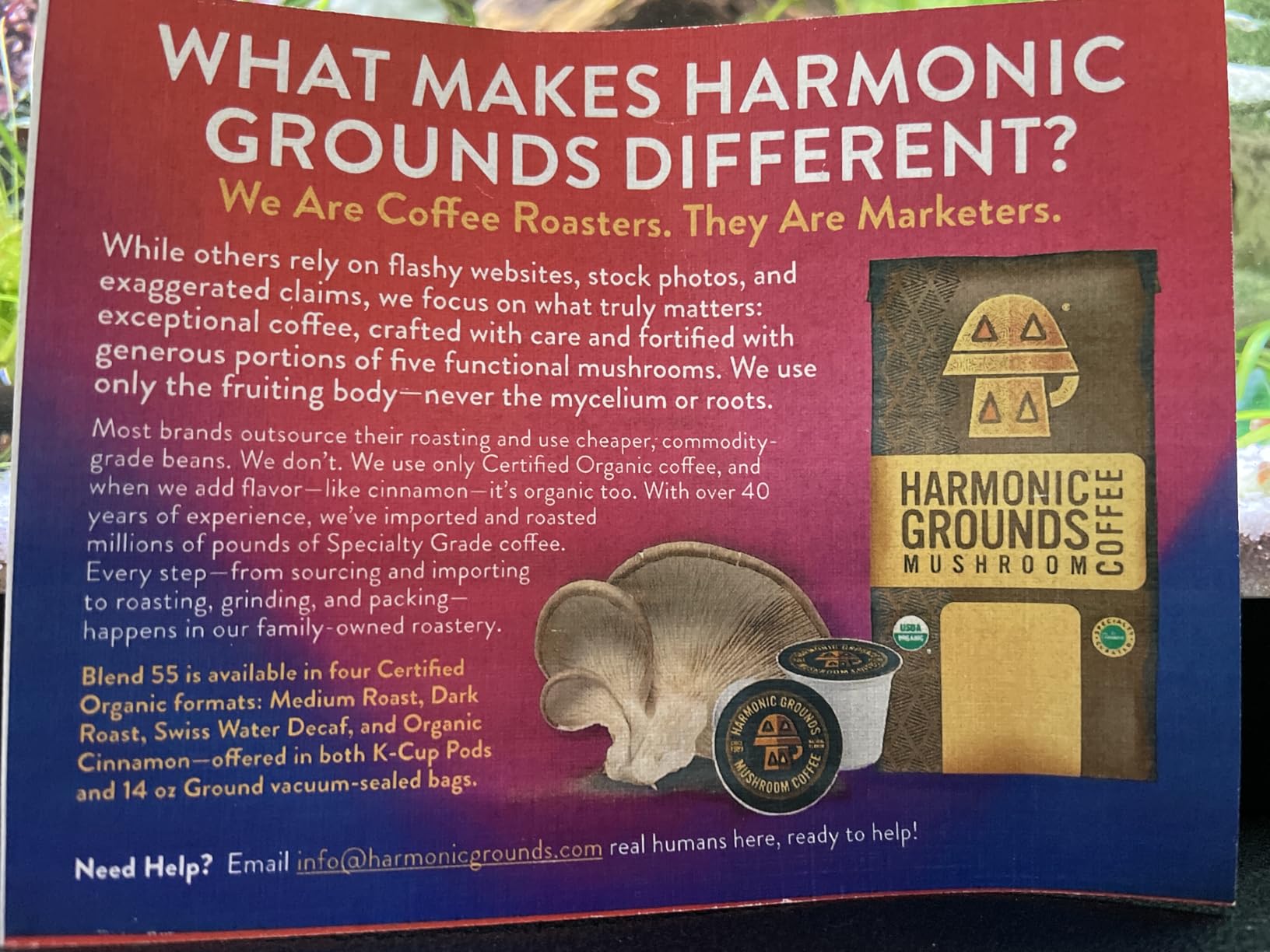 Harmonic Grounds Organic Mushroom Coffee Pods - Dark Roast Coffee with Lion's Mane, Reishi, Chaga, Cordyceps & Turkey Tail - Compatible with Keurig K-Cup Brewers - 34 Count customer photo 2