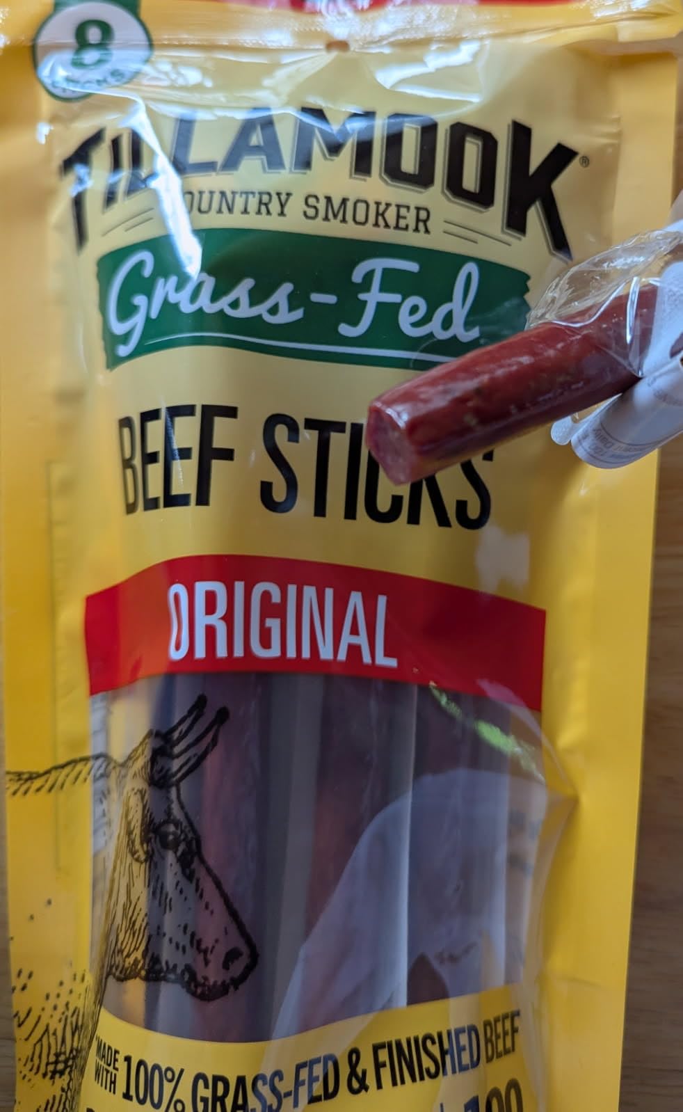 Tillamook Country Smoker 100% Grass Fed Beef Sticks, Zero Sugar, Original, 1.15 Ounce, 8 Pack, Non-GMO Clean Meat Snacks, 10g High Protein Per Stick, Gluten Free Keto Snack, Individually Wrapped customer photo 2
