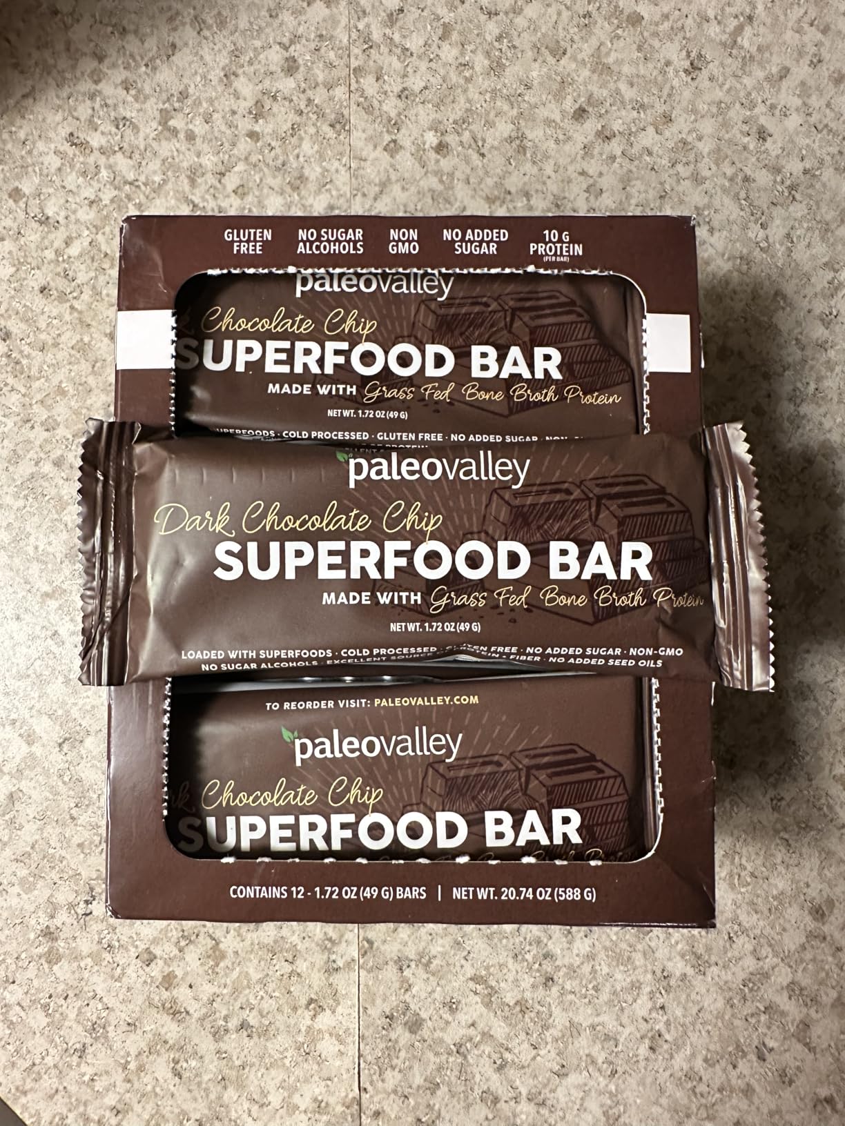 Paleovalley Superfood Bars - Dark Chocolate Chip- 12 Pack - 9g Protein per Bar - Gluten-Free, Grain-Free, Paleo, Non-GMO - On-the-Go Snack customer photo 2