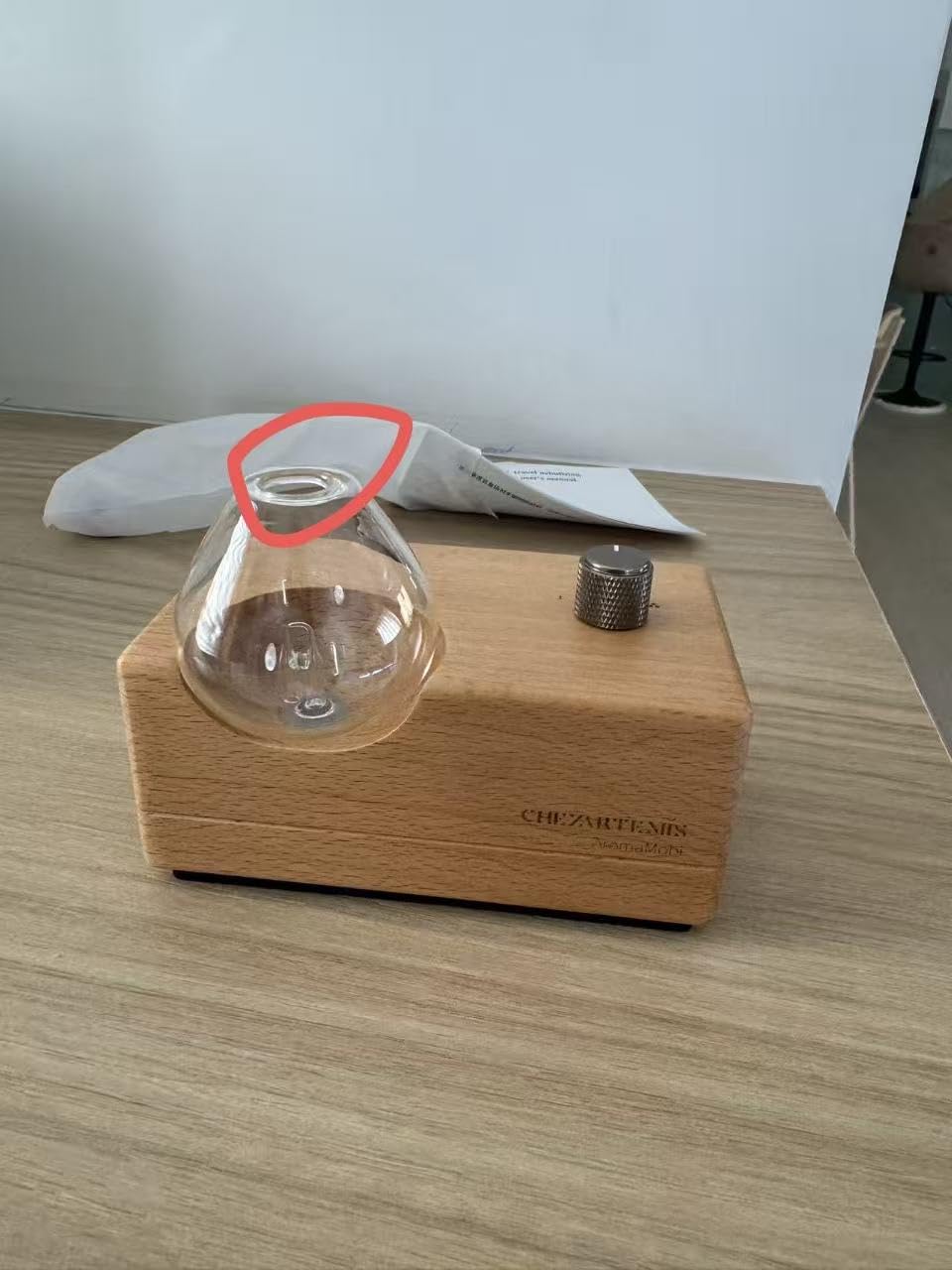 Waterdrop Glass Essential Oil Diffuser with Handmade Wood Base for Aromatherapy, Waterless Scent Diffuser for Yoga Home Office, Portable & Cordless Oil Nebulizer with LED & Timer, Gift of Fragrance customer photo 1