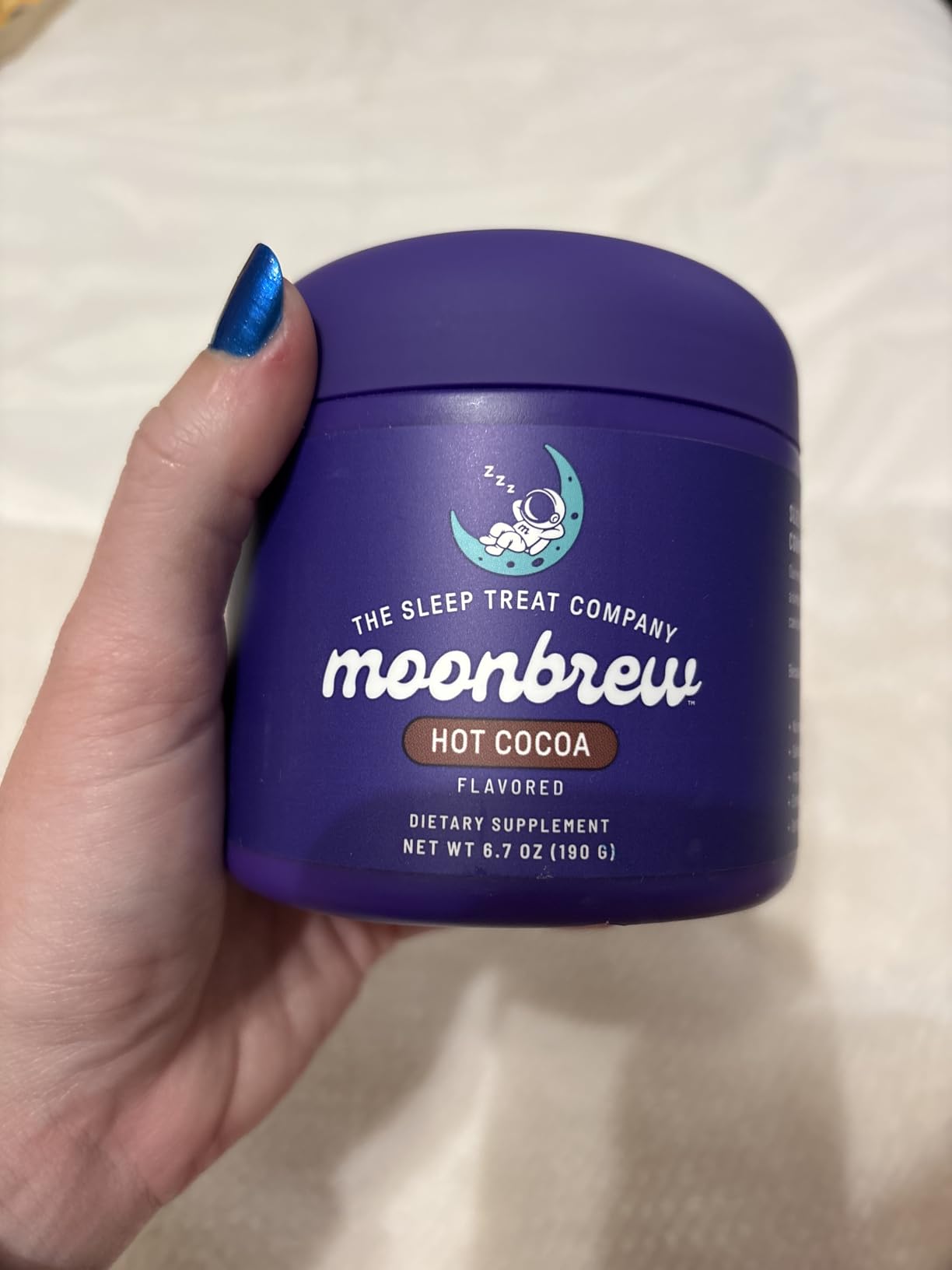 MoonBrew Magnesium Hot Cocoa Sleep Aid - Melatonin-Free Nighttime Drink Mix with Zinc Glycinate & Taurate - Sugar-Free Sleepy Hot Chocolate for Relaxation, Stress & Deep Rest - 25 Servings customer photo 1