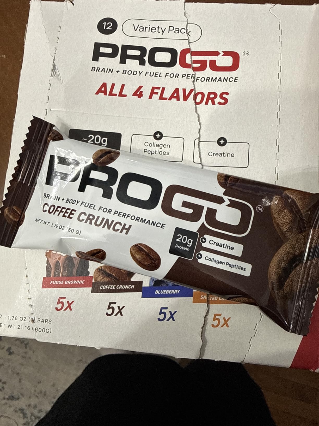 ProGo Protein Bars (12 Pack) - Brain + Body Fuel with up to 20g Clean Protein, Creatine & Collagen Peptides, Made with 95% Pure Isolate, Grass-Fed Beef Tallow, No Fillers, Naturally Sweetened with Honey, Gluten-Free (Variety) customer photo 2