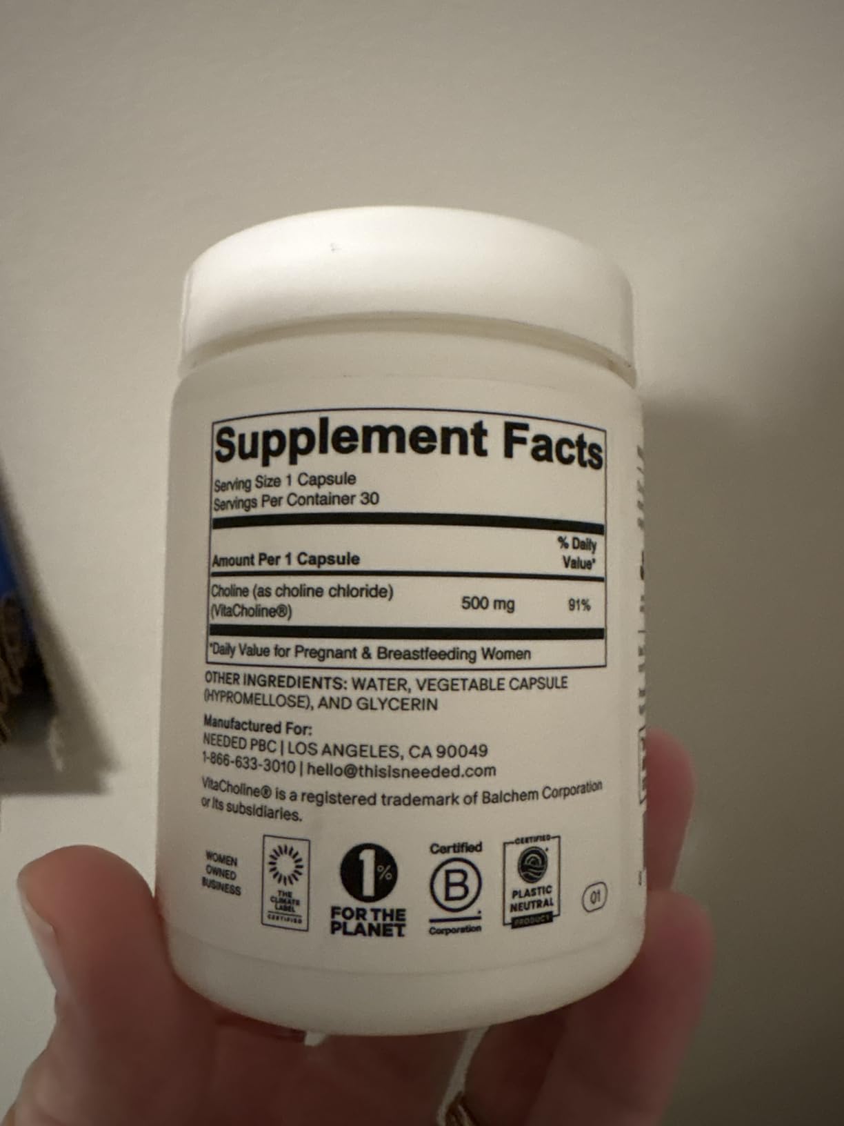 Needed. Prenatal Choline+ Liquid Capsules for Cognitive Development - Choline Supplements For Pregnancy - Aids Baby Brain Development & Supports Healthy Pregnancy - Third Party Tested - 30 Liquid Caps customer photo 2