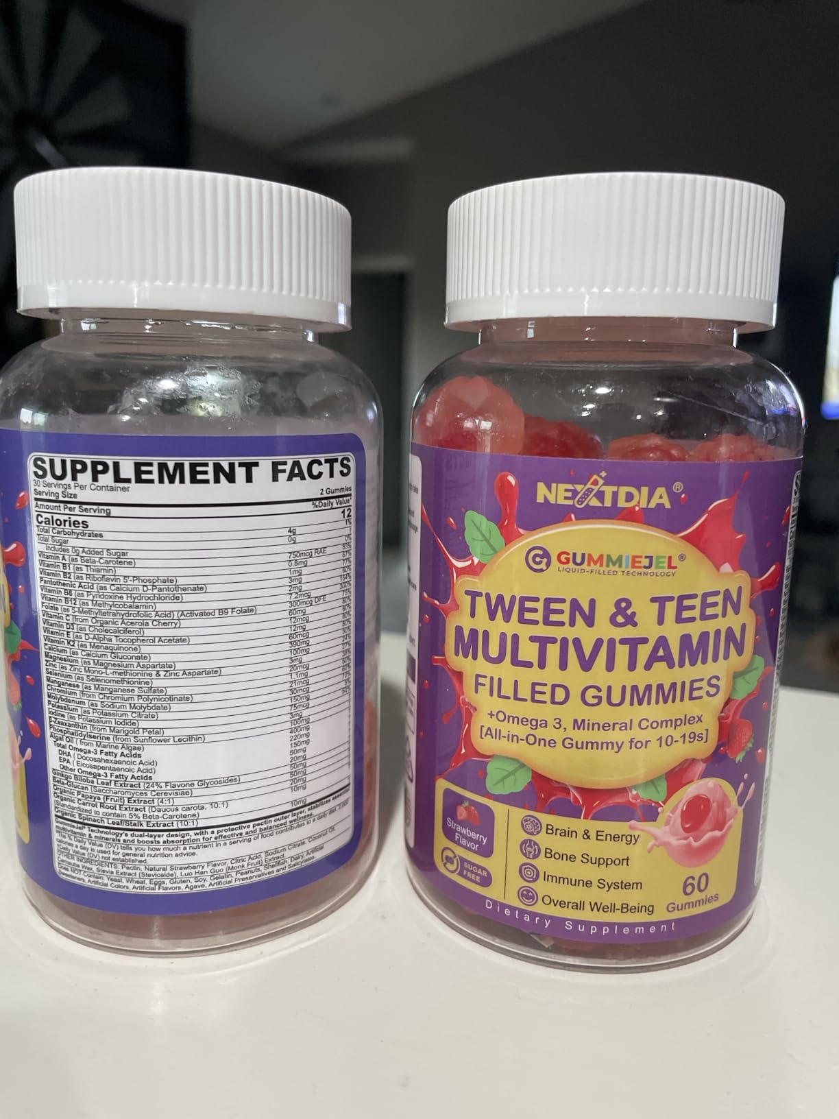 Nextdia Multivitamin Filled Gummies for Teen Boys Girls 12-17, 18, 19, Kids 10+ Multivitamin with Omega 3, Calcium + Magnesium + Zinc, Multi-Minerals for Adolescent 10-19S Brain, Bone, Energy, Immune customer photo 1