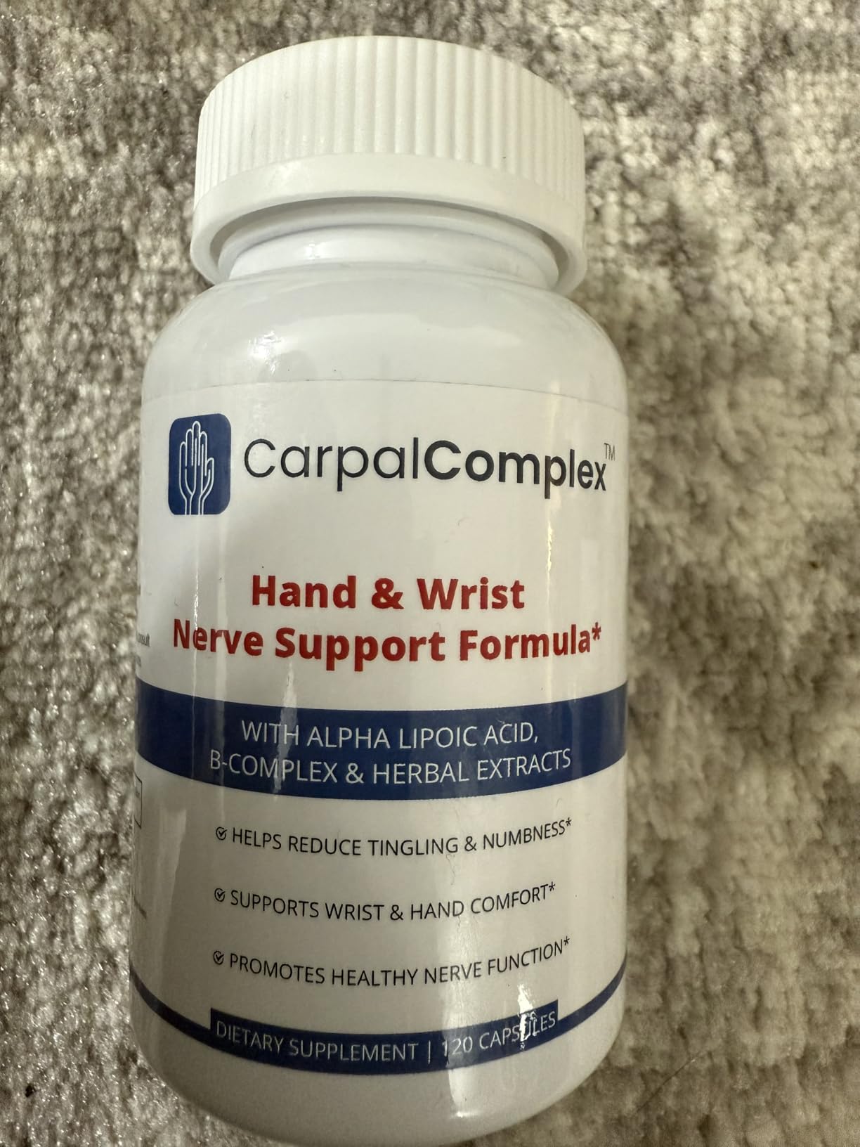 Carpal Complex - Carpal Tunnel Nerve Support Supplement - Alpha Lipoic Acid + B Complex - Helps Reduce Tingling & Numbness - 120 Capsules customer photo 1