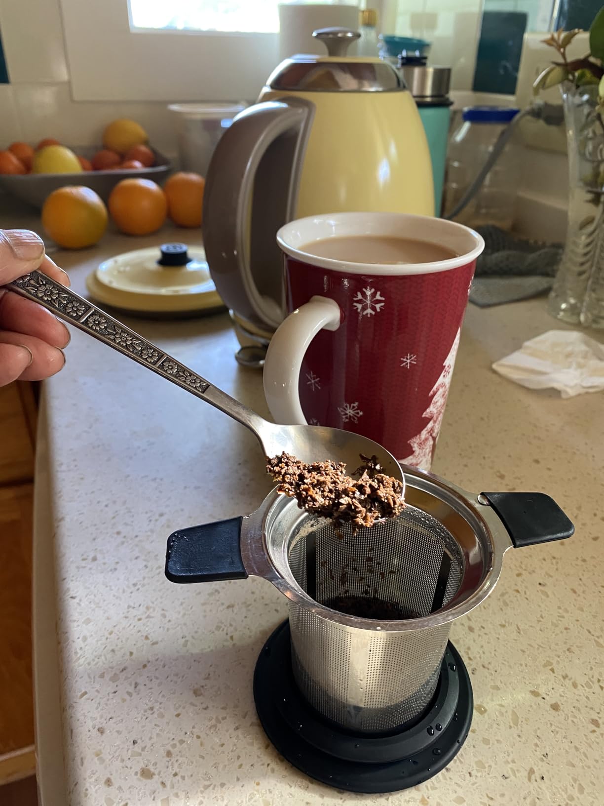 Tifanso Stainless Steel Tea Infuser Steeper Strainer for Loose Leaf Tea, Fine Mesh Reusable Diffusers Ball Bag Filter Holder with Heat Proof Handles for Teapots, Mugs, Cups customer photo 1