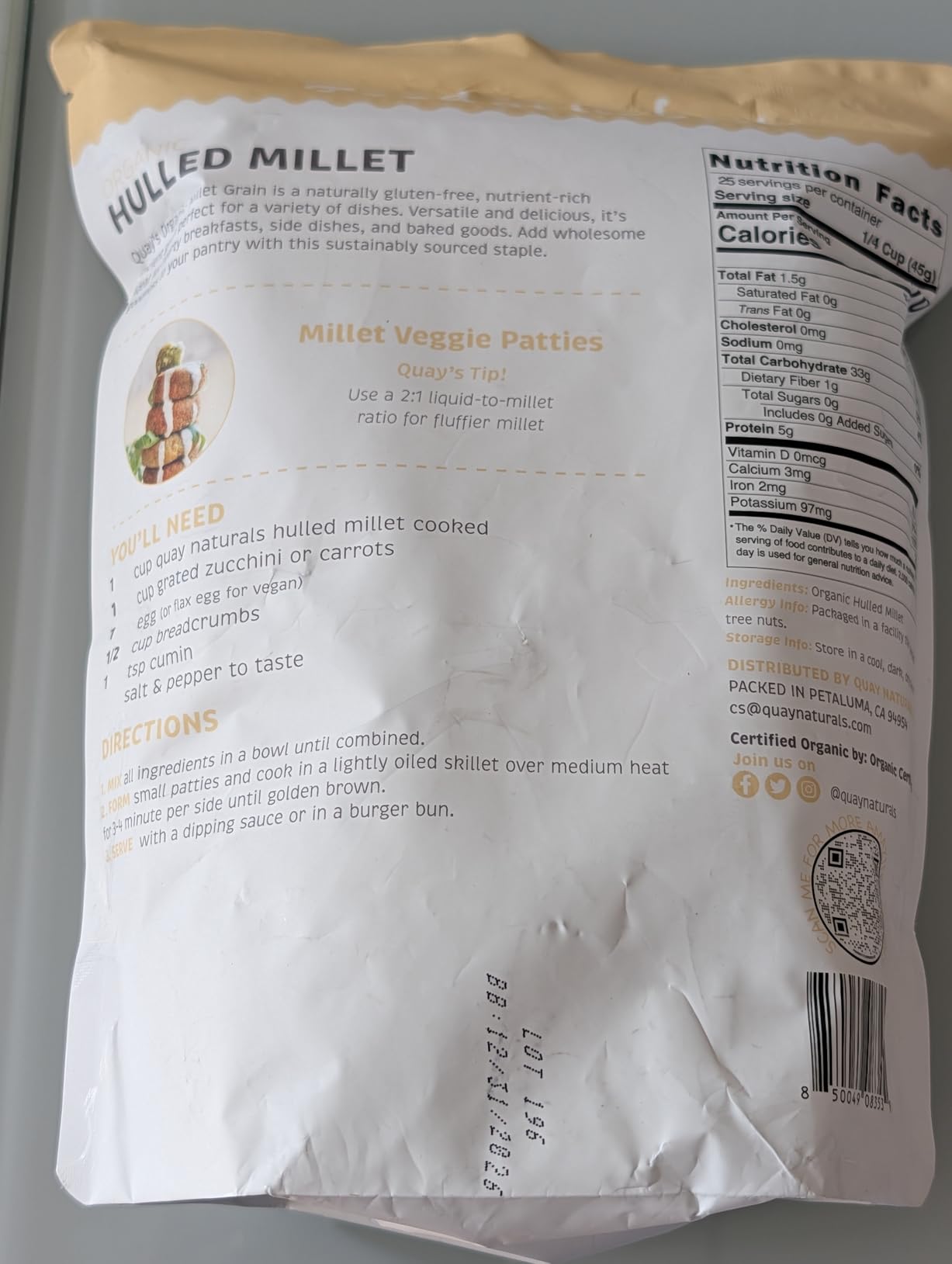 Quay Naturals Organic Hulled Millet, 2.5 lbs, USA Grown, Non-GMO, Gluten-Free, Whole Grain, Easy to Digest, Vegan-Friendly customer photo 1