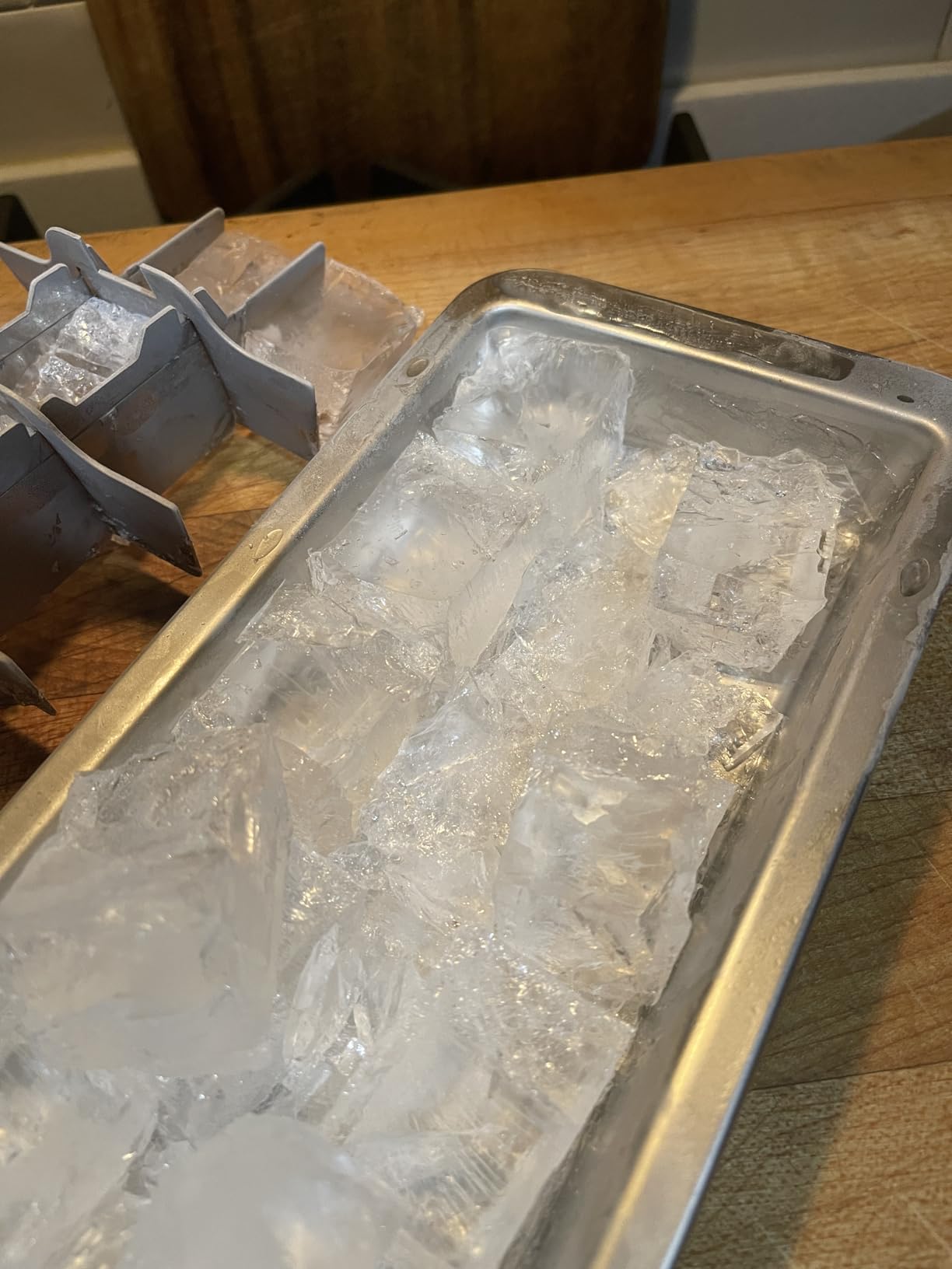 Stainless Steel Ice Cube Trays with Lever - Vintage Metal Ice Trays for Kitchen & Bar (2) customer photo 1