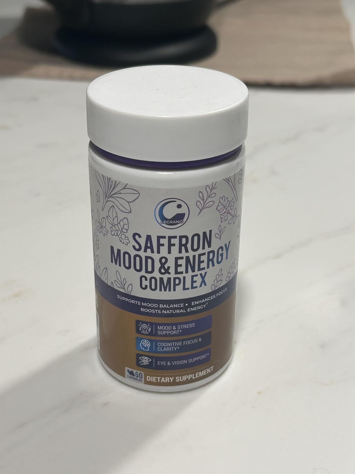 Premium Saffron Supplement with Turmeric Curcumin, L-Theanine, Magnesium & Rhodiola Rosea - Organic Saffron Extract Capsules for Mood, Energy & Vision Support (60 Capsules 2 Month Support) customer photo 2