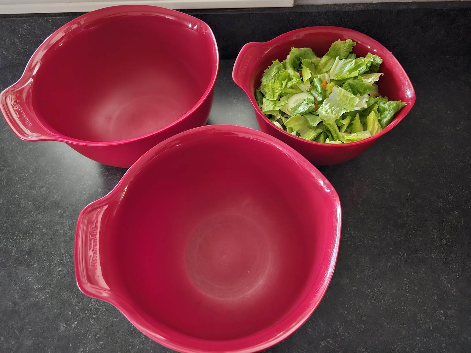 KitchenAid Universal Nesting Plastic Mixing Bowls, Set of 3, 2.5 quart, 3.5 quart, 4.5 quart, Mulitcolored customer photo 1
