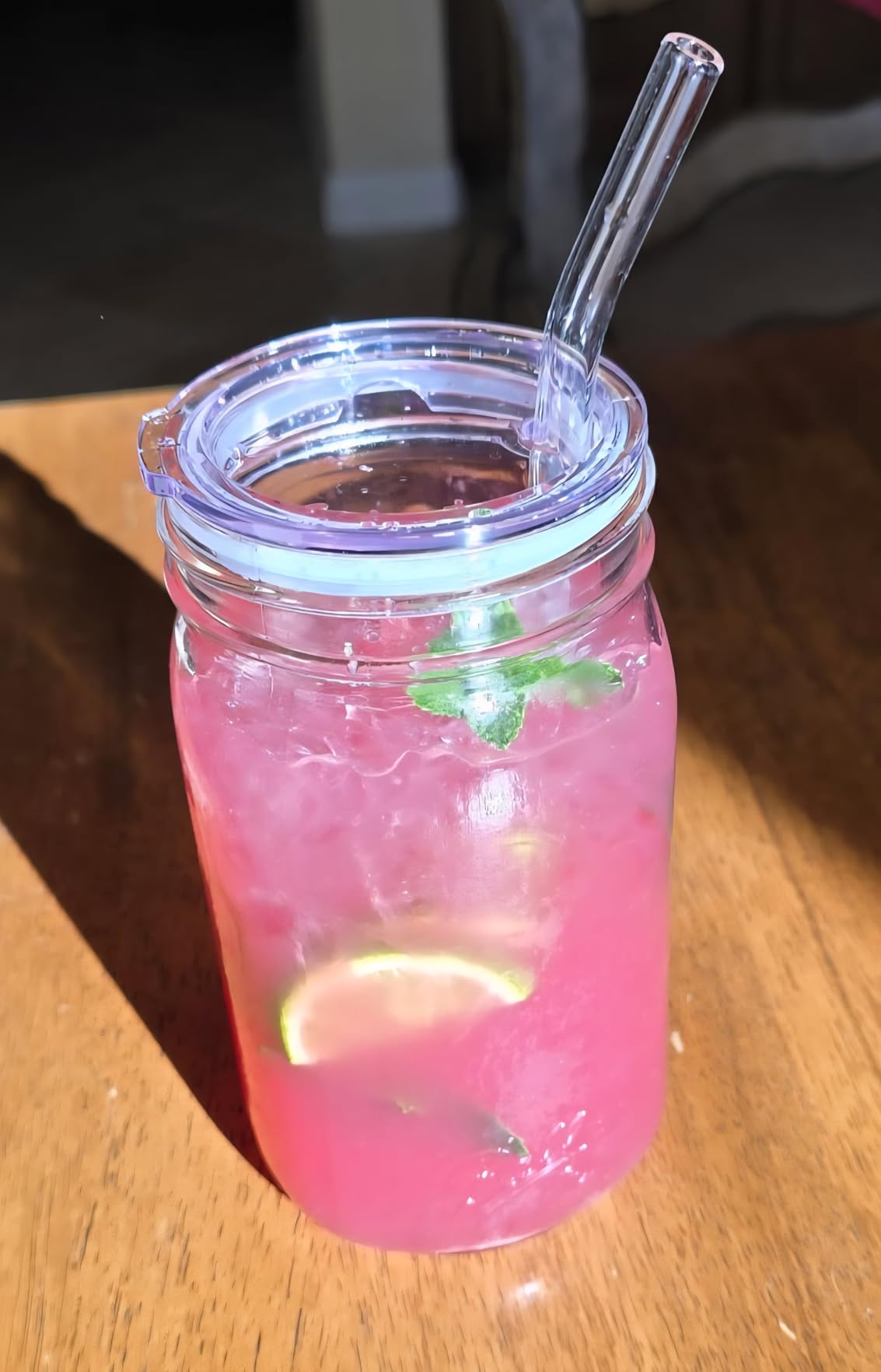 Reusable Wide Mouth Mason Jar Lids with Glass Straw Hole - Fit 2.9-inch Wide Mouth Jars, Compatible with Ball 16oz & 32oz Jar, BPA-Free Straw Lids (Jars Not Included) - 2-Pack customer photo 2