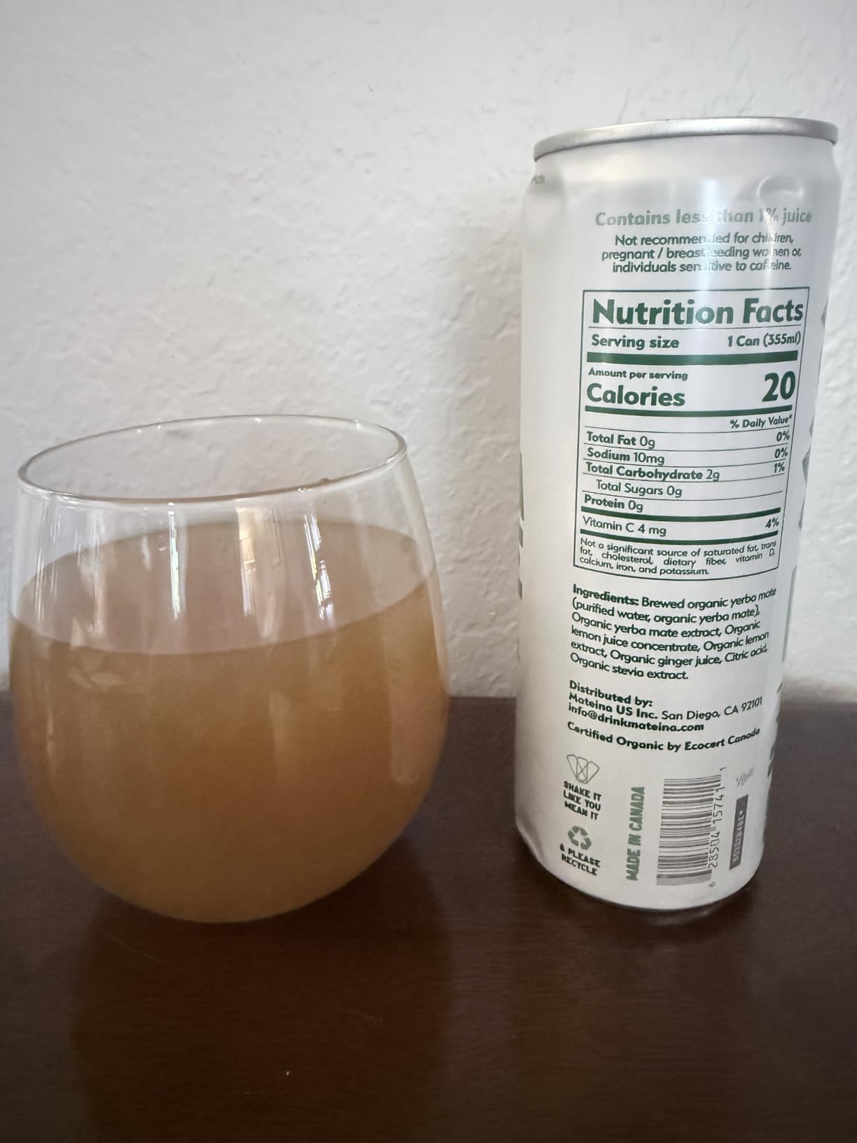 Mateina Yerba Mate Zero Sugar Energy Drink - 120mg Natural Caffeine - Organic, Non-GMO, Non-Carbonated - Dr. Andrew Huberman Recommended - (12 fl oz Cans, 12 Pack) Lemon Original customer photo 2