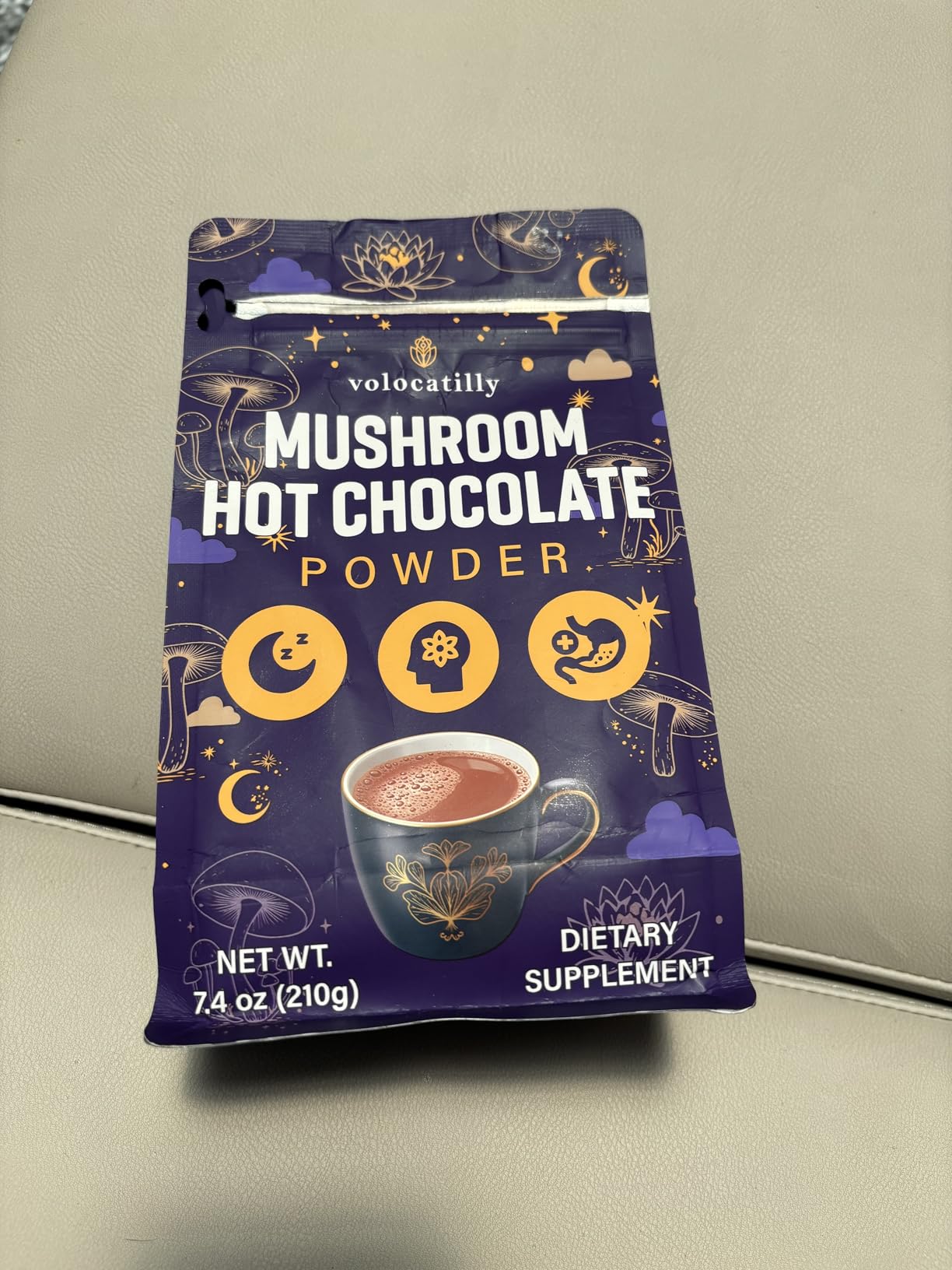 Mushroom Hot Cocoa with Magnesium Glycinate, Reishi, L-Theanine, Ashwagandha, Lemon Balm, Lavender, Cacao Powder Organic Hot Chocolate Supplement for Sleep, Relaxation, No Melatonin, Vegan, 7.4oz customer photo 2