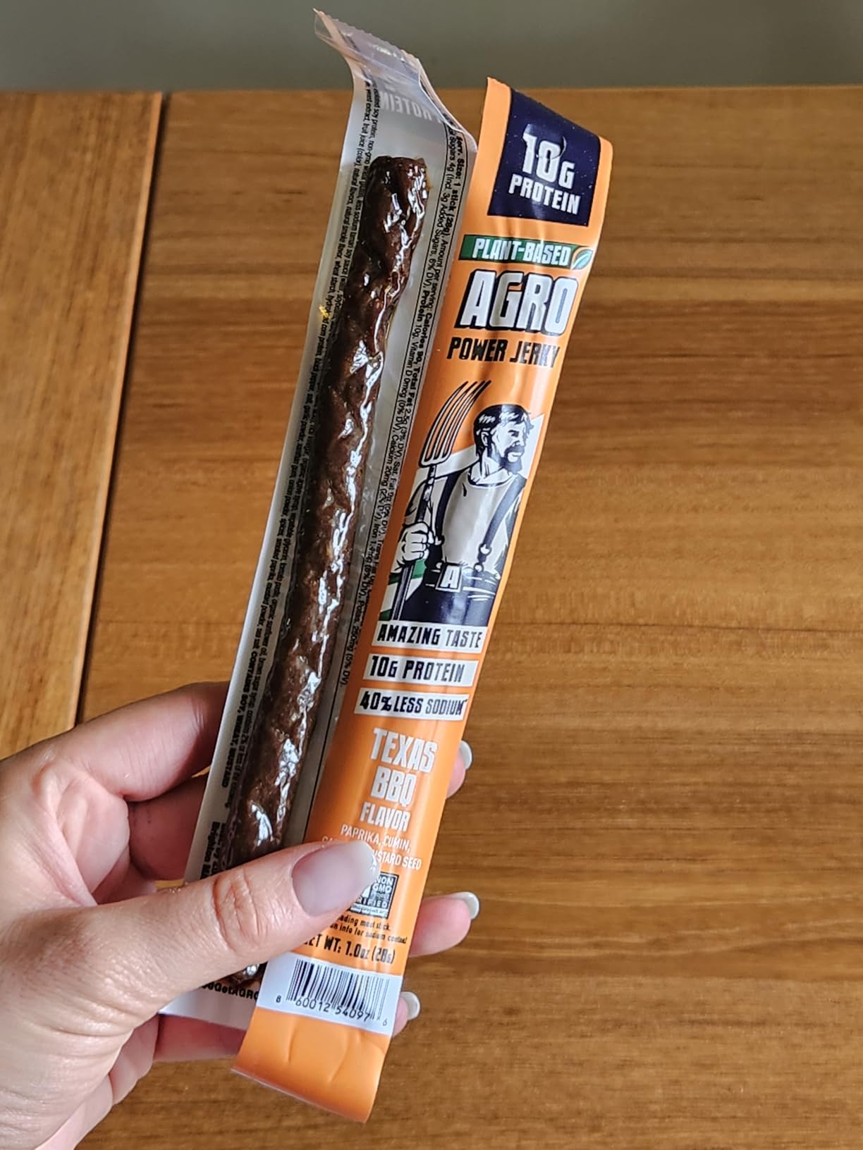 AGRO POWER Vegan Jerky Sticks, 10g Protein per Stick, Texas BBQ Plant-Based, 7 Stick Bag, Non-GMO, 40% Less Sodium, Zero Cholesterol, Meat Alternative, High Protein Snack for Lunch, On-the Go Fuel customer photo 1