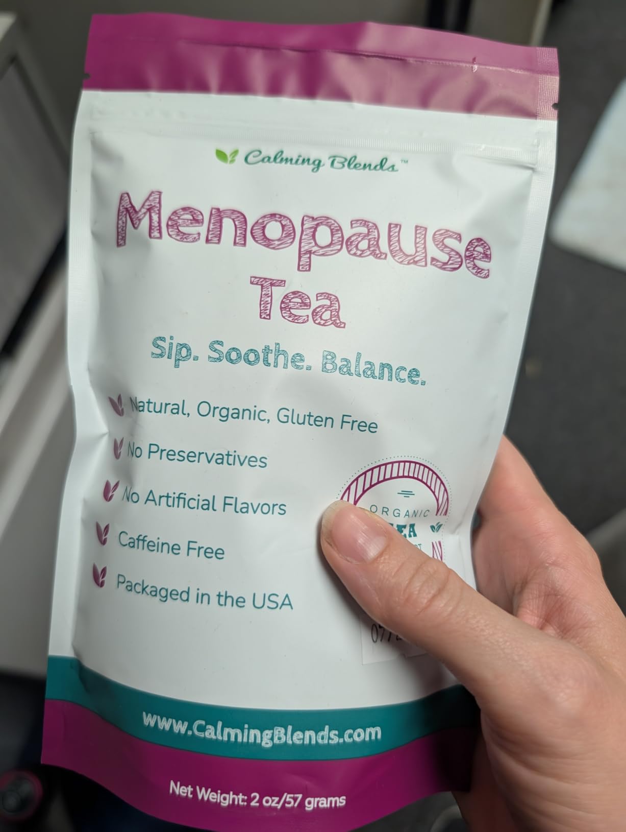 Calming Blends Menopause Tea | Gentle Support for Hot Flashes, Sleep & Mood | 36 Cups | Organic Loose-Leaf Tea customer photo 1