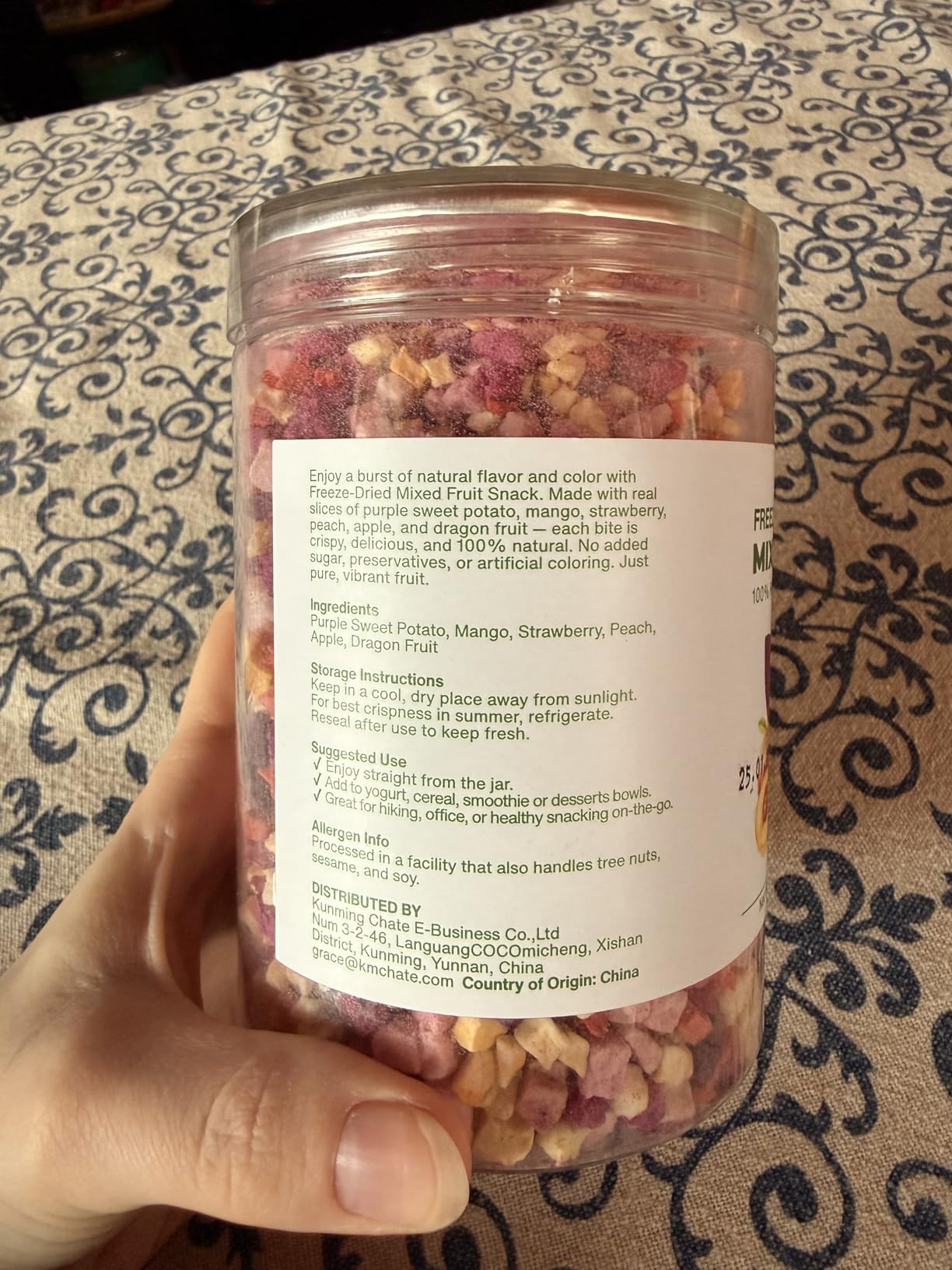 Freeze Dried Mixed Fruit Snacks - 4.23oz(120g) Crunchy Dried Fruit Mix with Strawberry, Dragon Fruit, Purple Sweet Potato, Mango, Peach, & Apple, Dehydrated Fruits Snacks customer photo 1