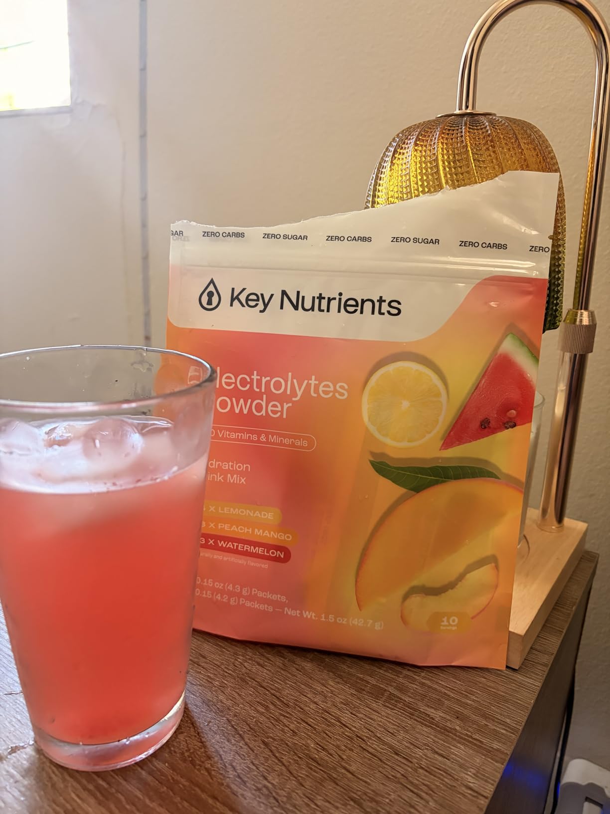 KEY NUTRIENTS Gut Health Electrolyte Powder, 3-in-1 Hydration Drink Mix with 3g Prebiotic Fiber & Akkermansia Probiotic Support, Sugar Free Passionfruit Lemonade, 16 Servings customer photo 2