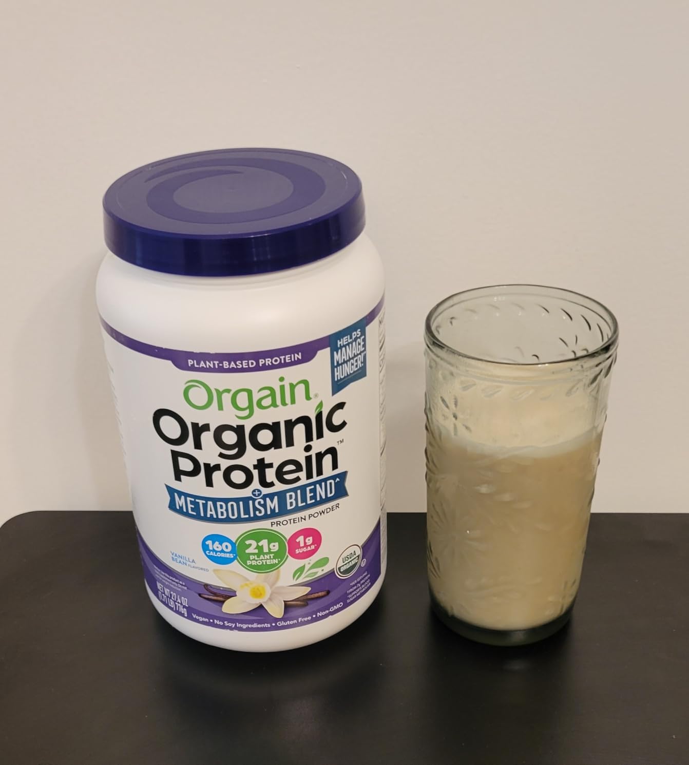 Orgain Organic Protein + Metabolism Blend Powder, Vanilla Bean - 21g Plant Protein, 5g Prebiotic Fiber, Low Sugar, Non-GMO, for Shakes & Smoothies, 1.71 lb customer photo 1