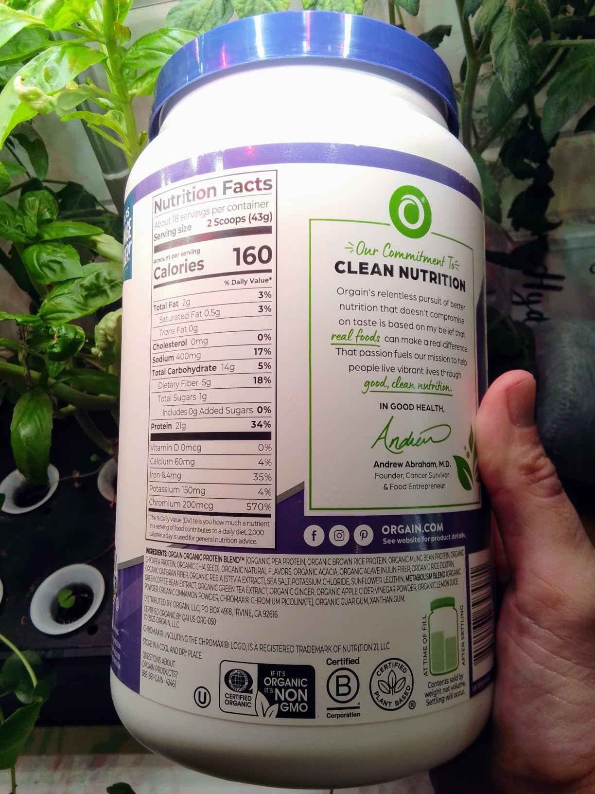 Orgain Organic Protein + Metabolism Blend Powder, Vanilla Bean - 21g Plant Protein, 5g Prebiotic Fiber, Low Sugar, Non-GMO, for Shakes & Smoothies, 1.71 lb customer photo 2