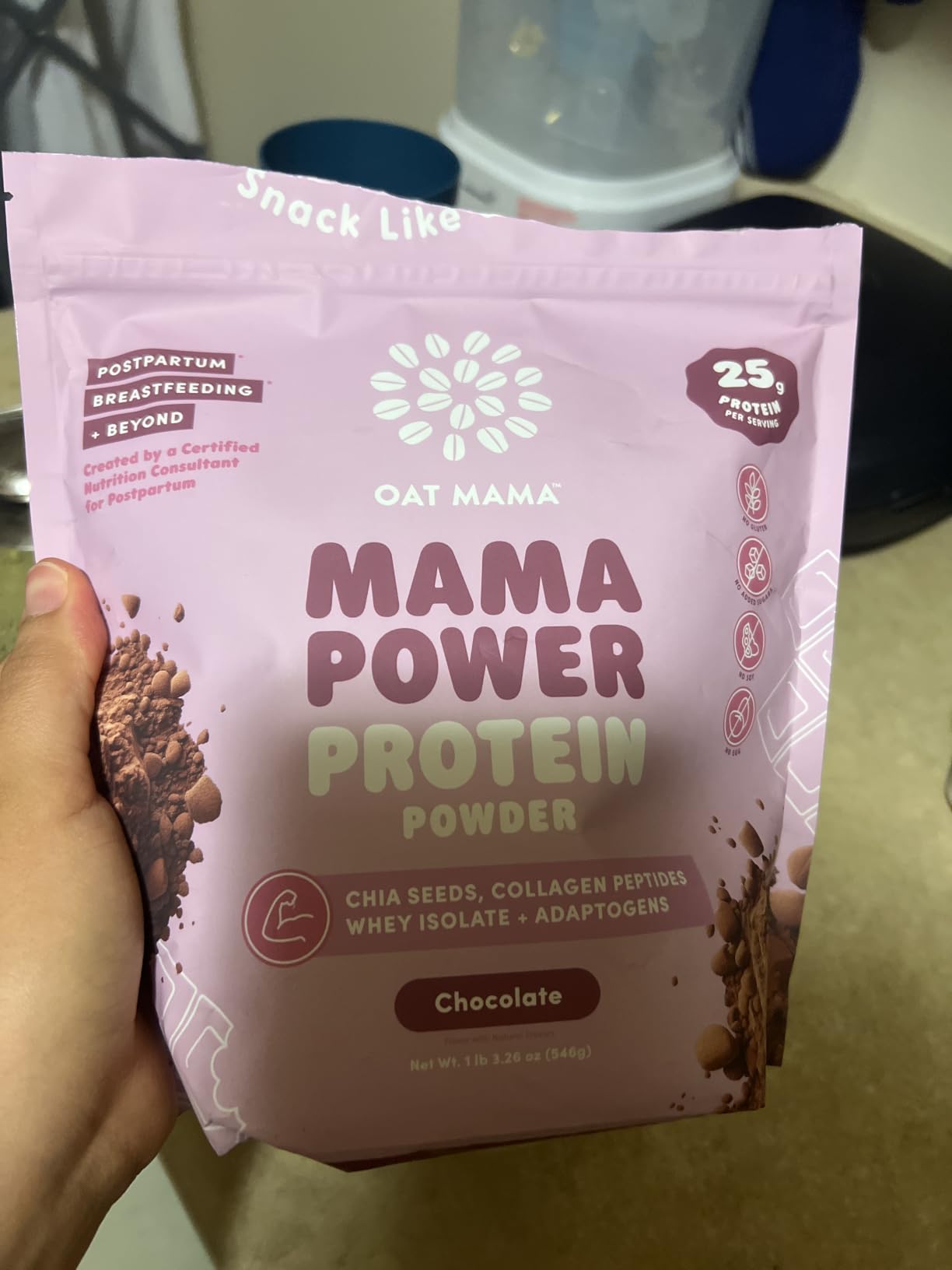 OAT MAMA Chocolate Mama Power Protein Powder for New Moms - Delicious, Natural Protein Powder with Lactation Support for Pregnant, Postpartum & Breastfeeding Moms - 25g Protein - 15 Servings customer photo 1