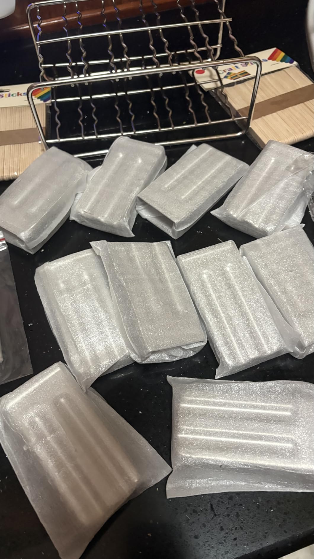 Popsicle Molds Set 10 Pieces Stainless Steel Popsicle Maker, Homemade Popsicle Molds with 100 Sticks, 20 Bags, 22 Silicone Seals, 1 Cleaning Brush & 1 Stand, Ice Pop Mold Maker for Kids (Square) customer photo 2