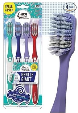 GuruNanda Gentle Giant Charcoal Toothbrush - Dual Action Flossing Spiral Bristles, Non-Slip Ergo Dexa Grip Handle, Helps in Teeth Whitening, BPA Free, 2ct customer photo 2