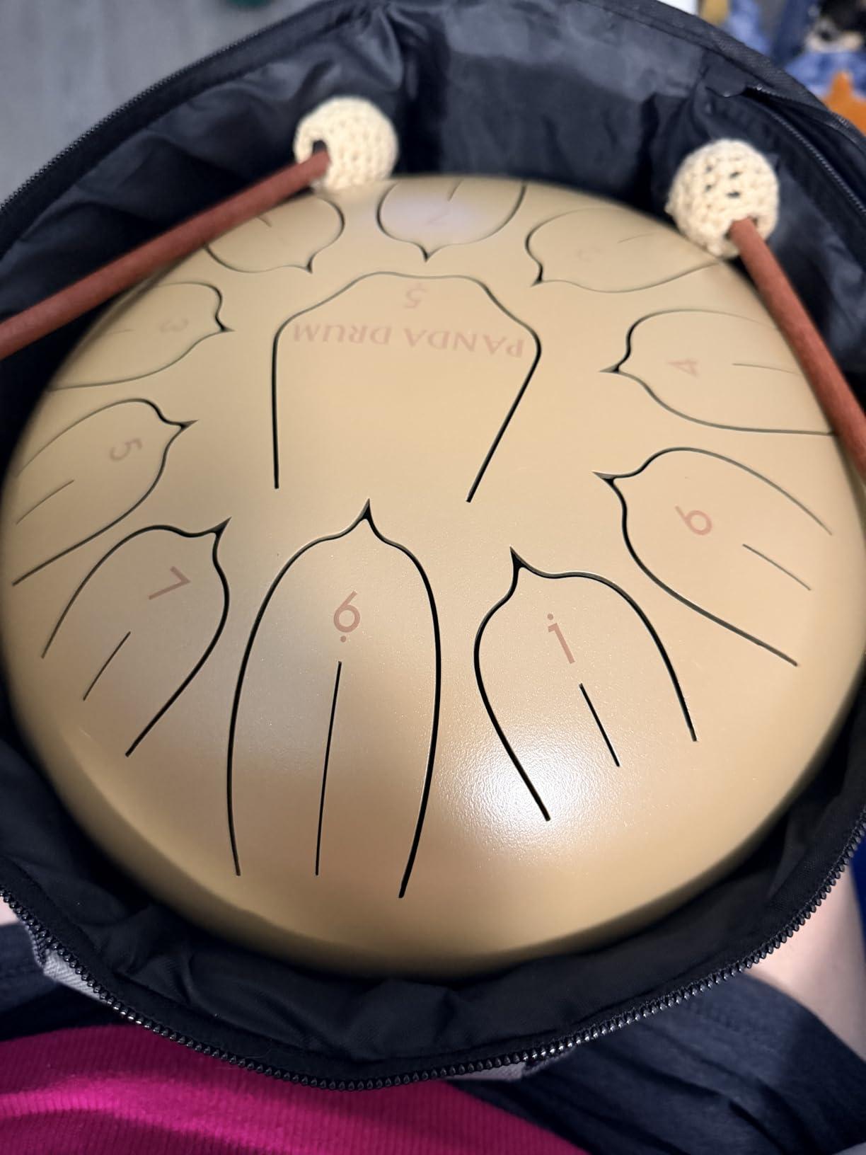 Panda Drum Plus (White) | Steel Tongue Handpan with Music Book, Mallets, Carrying Bag & Finger Picks | 11 inch, 432 Hz | Rain Drum for Inside & Outside | Calming Musical Instrument for Adults & Kids customer photo 1