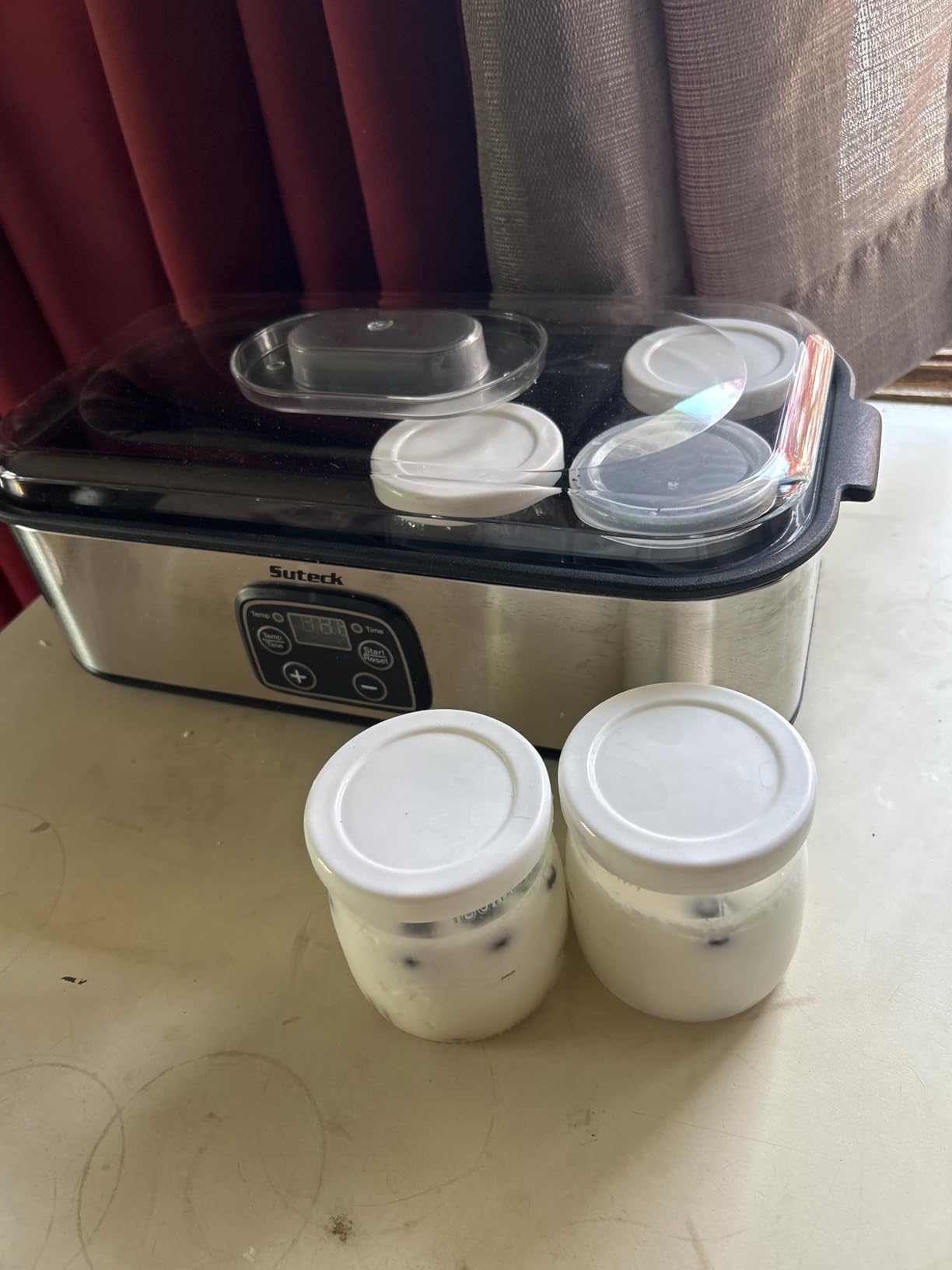 Suteck Yogurt Maker - Stainless Steel Yogurt Makers with Adjustable Time & Temp Control, Automatic Shut-Off & Constant Temper for Homemade Greek, Probiotic Yogurt, BPA-Free 8 Glass Jars (48 oz) customer photo 1