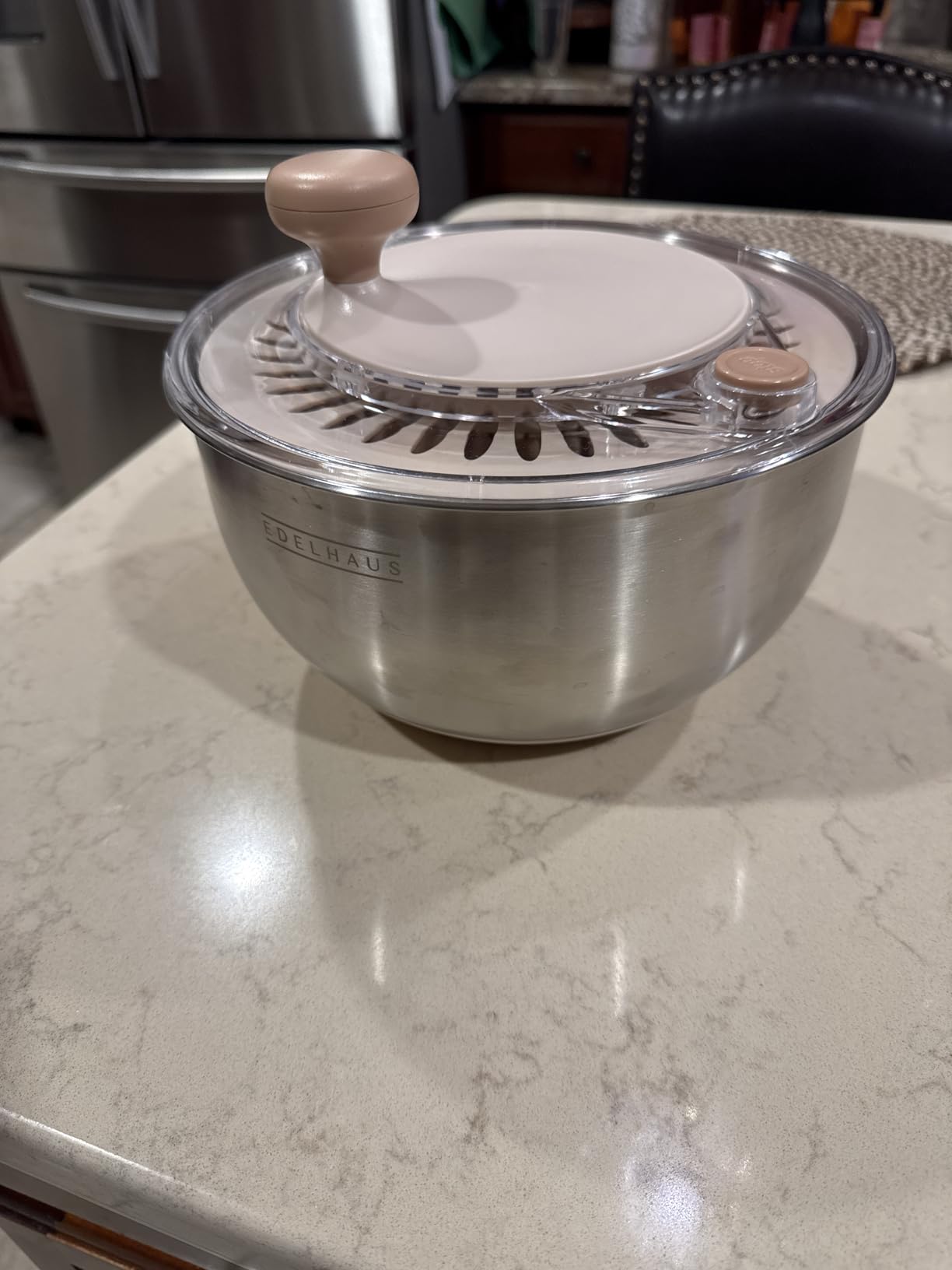 Salad Spinner Stainless Steel 5.3Qt | Lettuce Spinner BPA-Free with Stop Button, Drain Spout & Crank Handle | Fruit Cleaner Spinner | Vegetable Washer Salad Cleaner with Non-Slip Base Dishwasher Safe customer photo 1