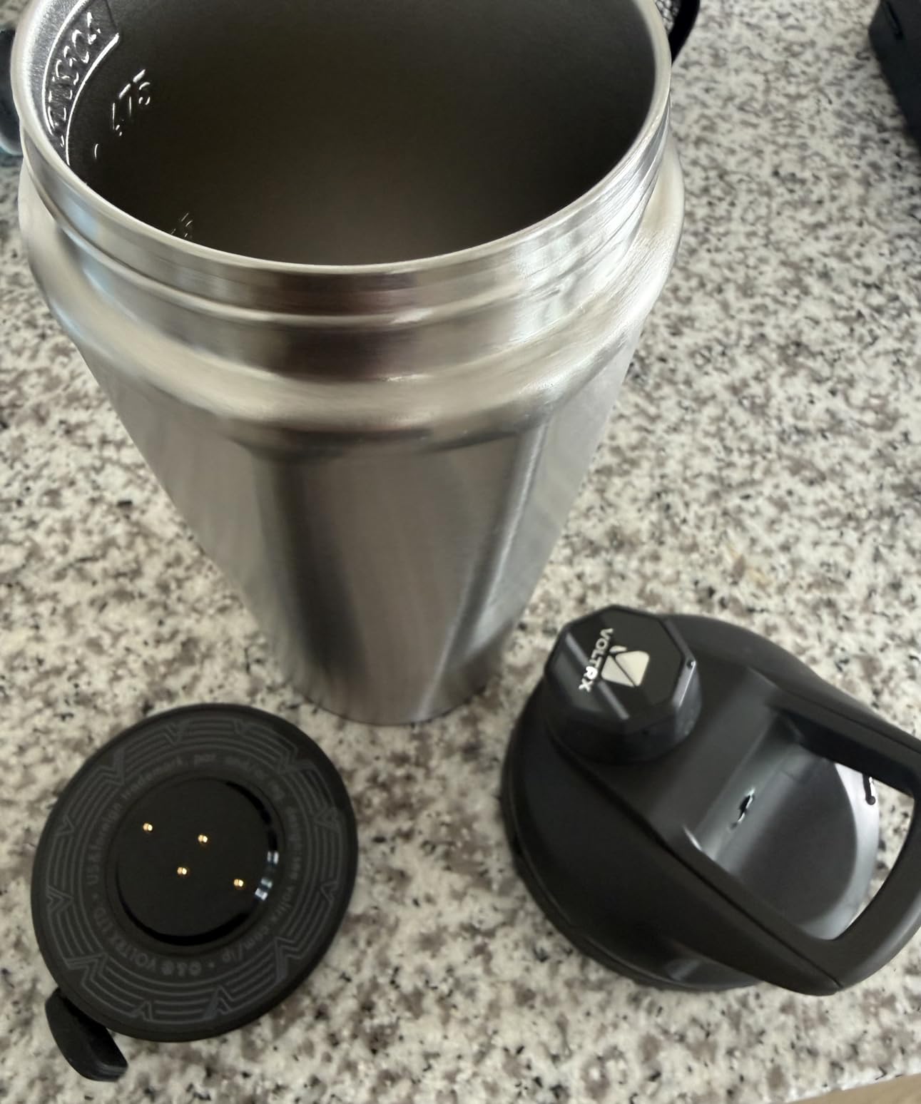 VOLTRX ChillMix Shaker Bottle Insulated Stainless Steel - USB C Rechargeable Electric Protein Shake Mixer, Shaker Cups for Protein Shakes and Meal Replacement, Chrome Steel, 16 oz customer photo 1