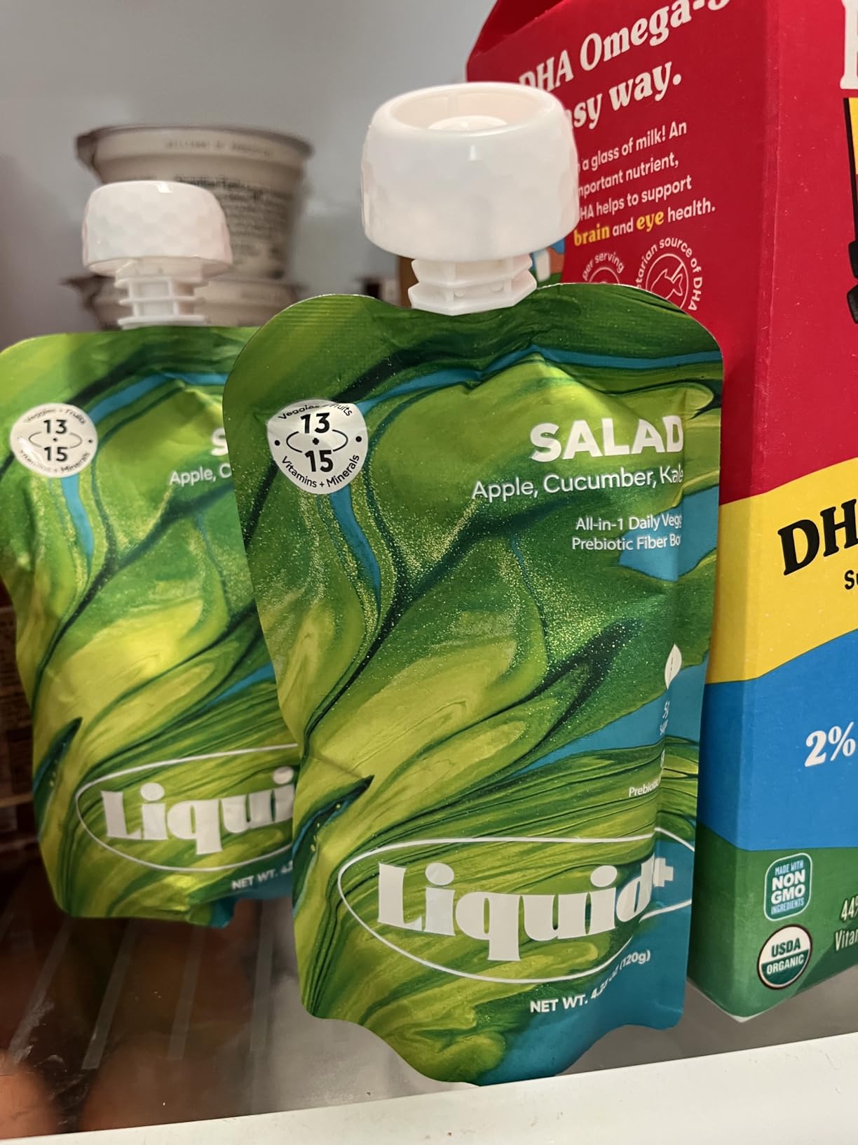 Liquid Salad High Fiber Veggie Pouches by Liquid Plus, Convenient Greens Smoothie with Prebiotic Fiber, Superfoods, Veggies and Fruits, Healthy Vegan and Gluten Free Snacks with 15 Vitamins & Minerals, Gut Health Support, Squeeze Pouch, Sweetened with Stevia (4.23 Ounce, Pack of 14) customer photo 1